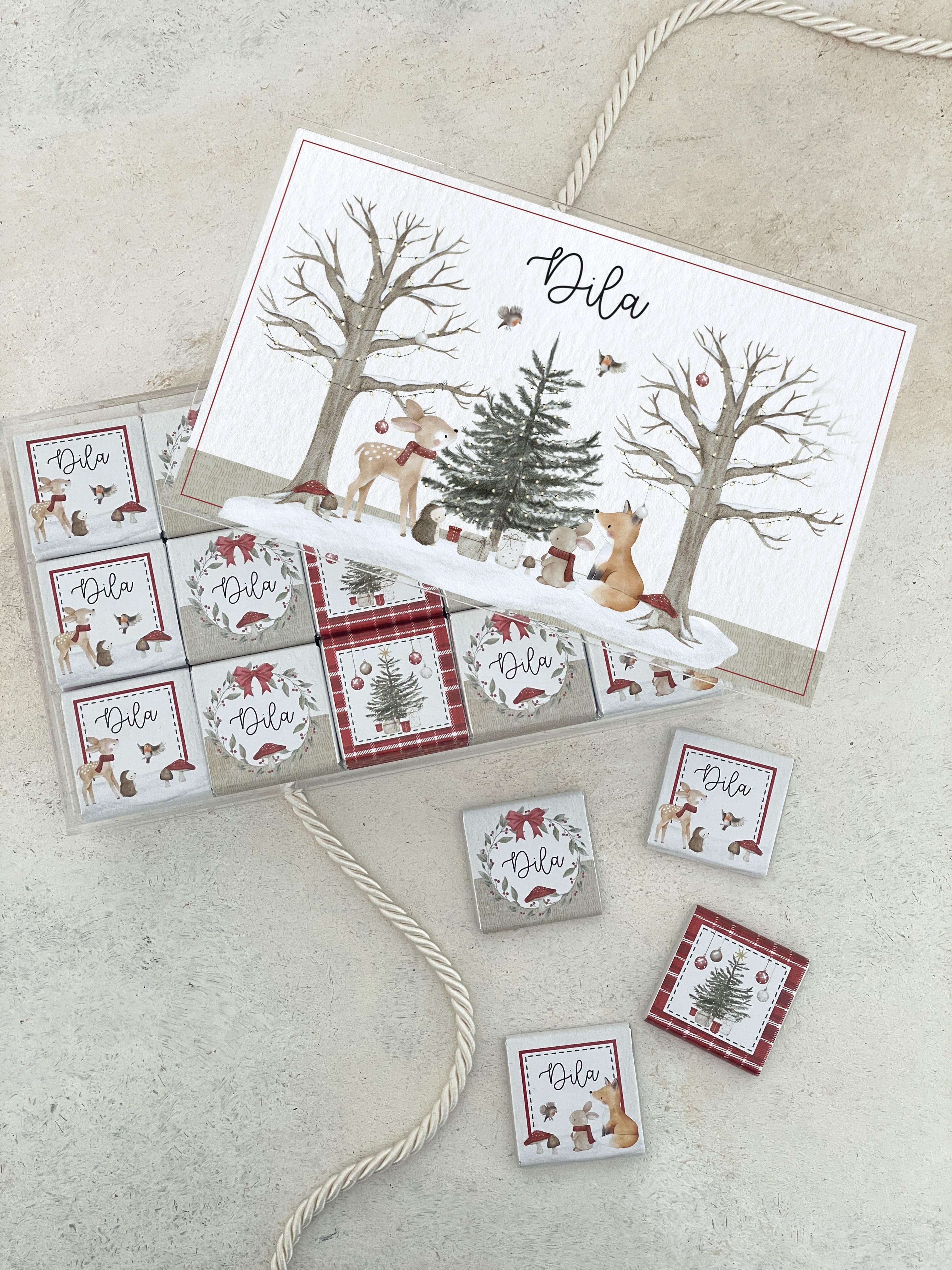 Woodland Christmas Madlen Pleksi Çikolata Kutusu