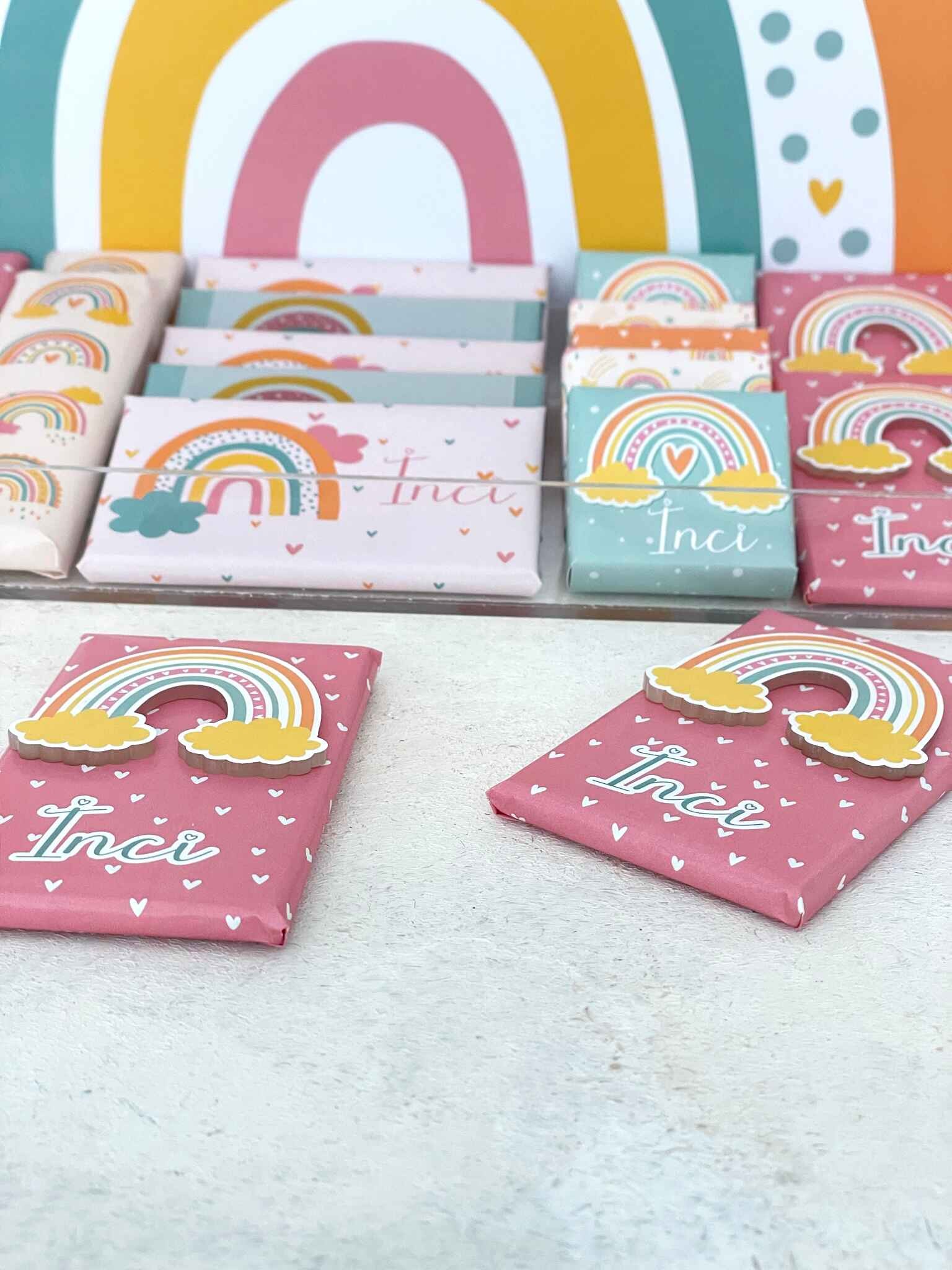 Pembe/Yeşil Gökkuşağı Çikolata Seti