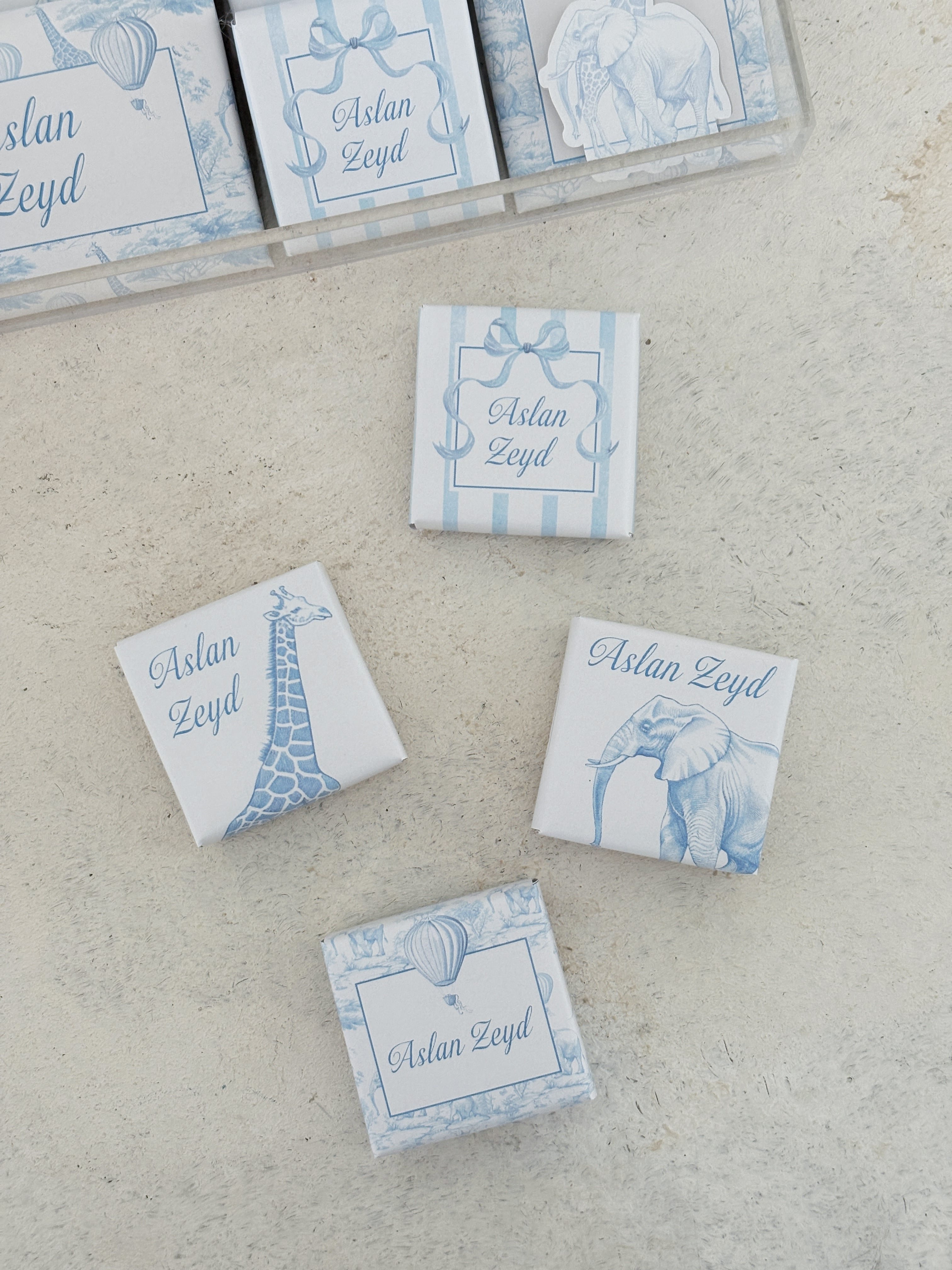 Chinoserie Baby Toile De Jouy Light Blue Çikolata Seti