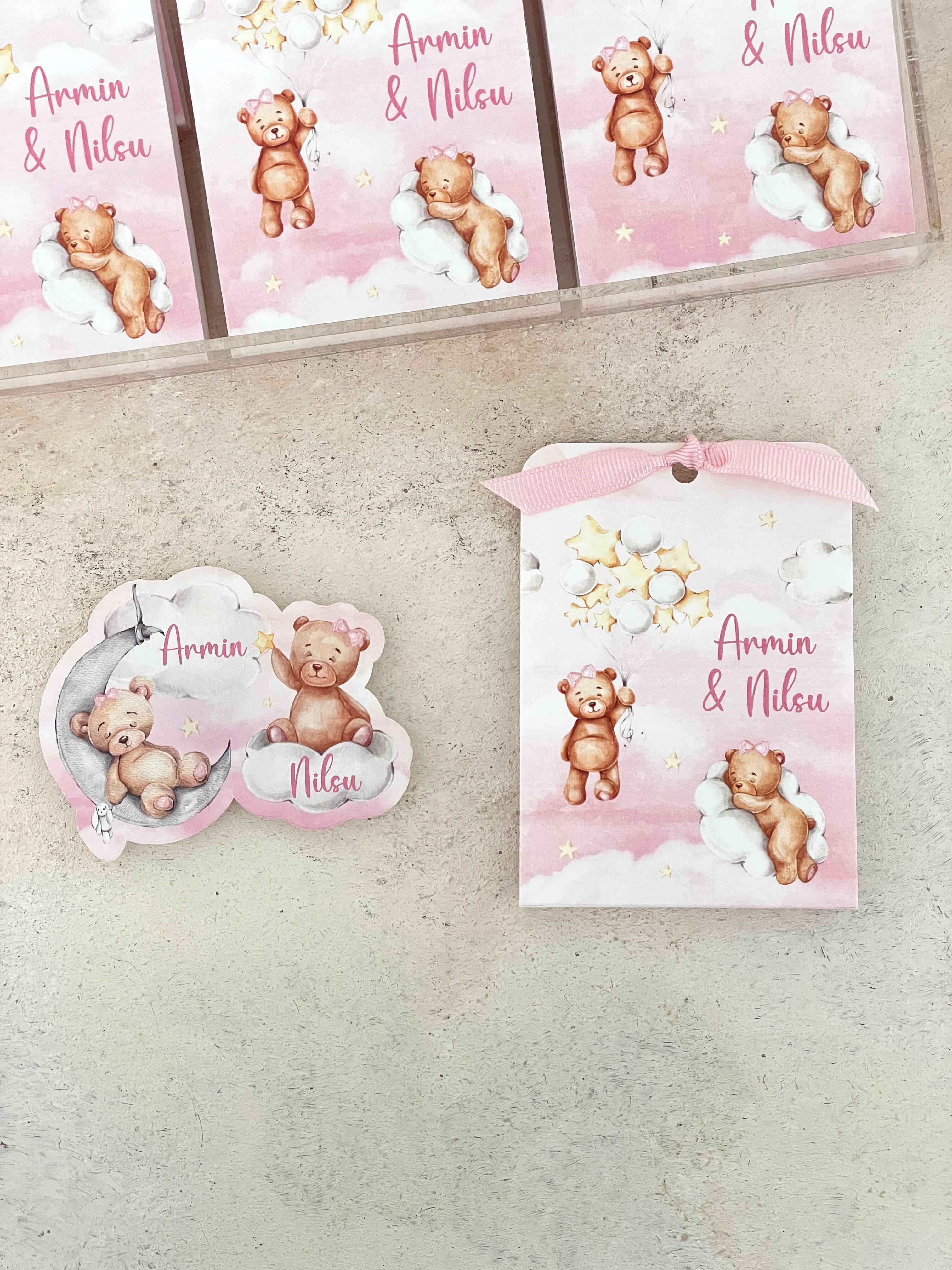 Teddy On Moon Girl Pleksi Magnet ve Kılıfı