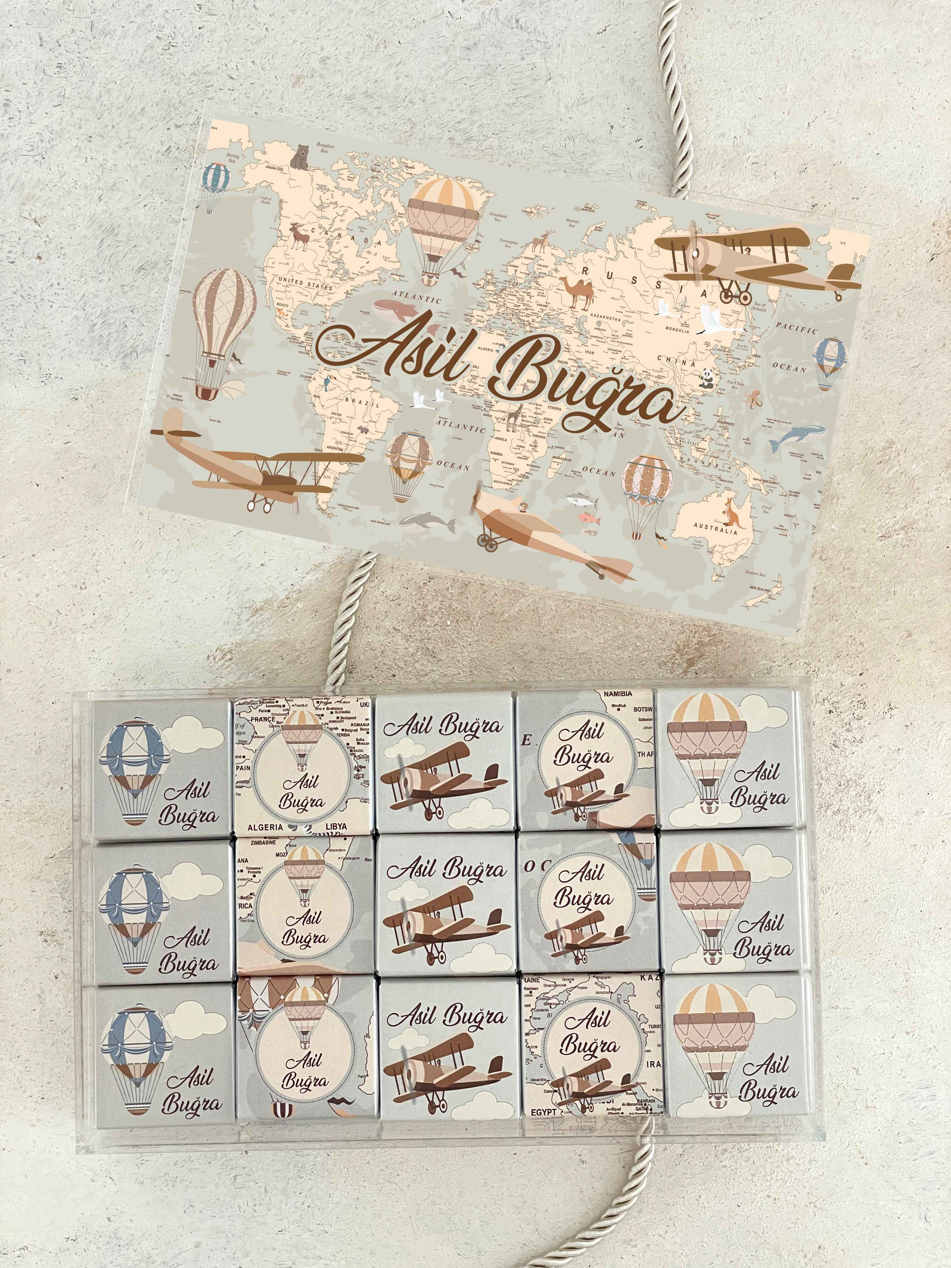 Vintage Travaler Madlen Pleksi Çikolata Kutusu