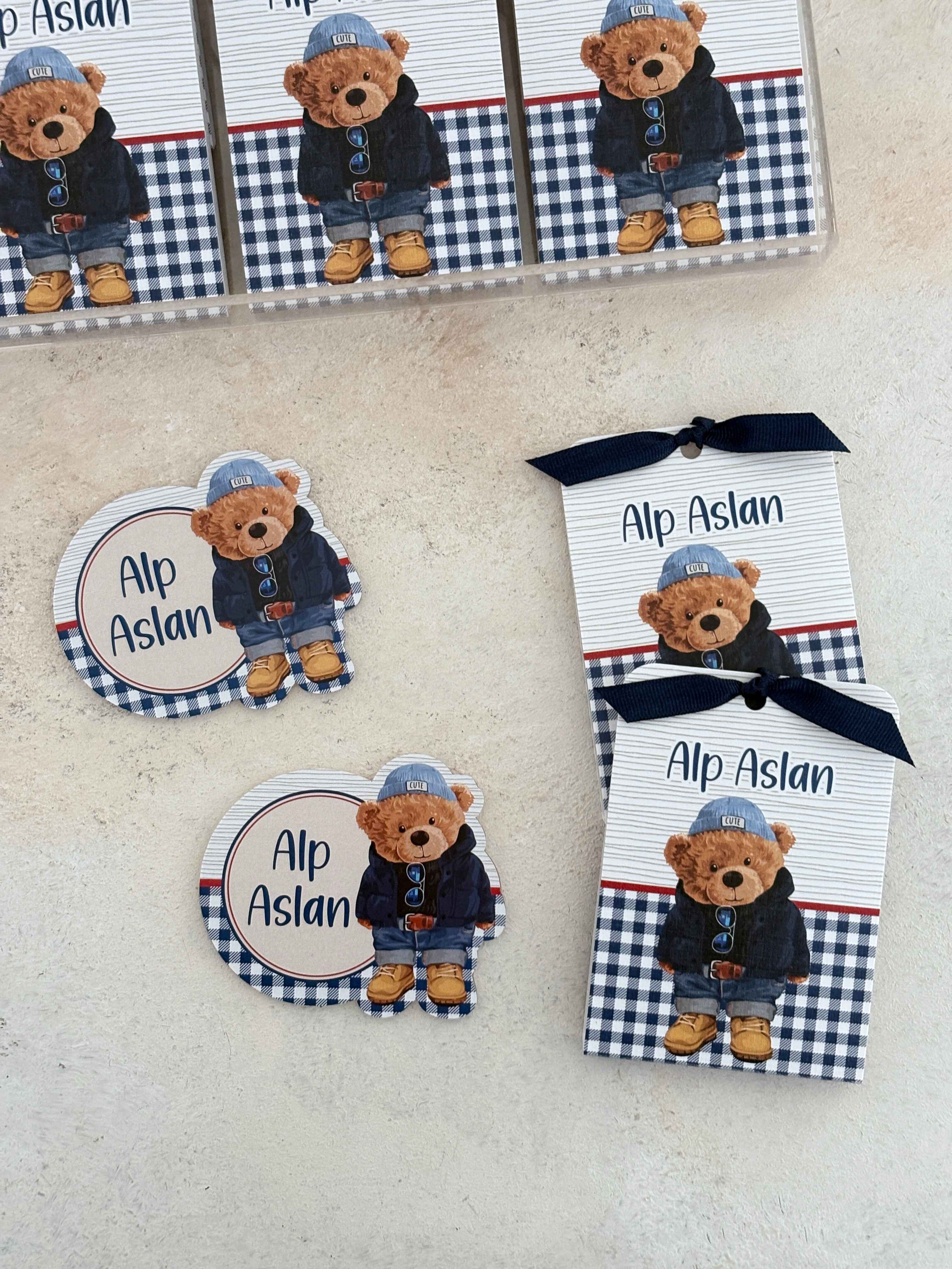 Polo Bear Lacivert/Bej Pleksi Magnet ve Kılıfı