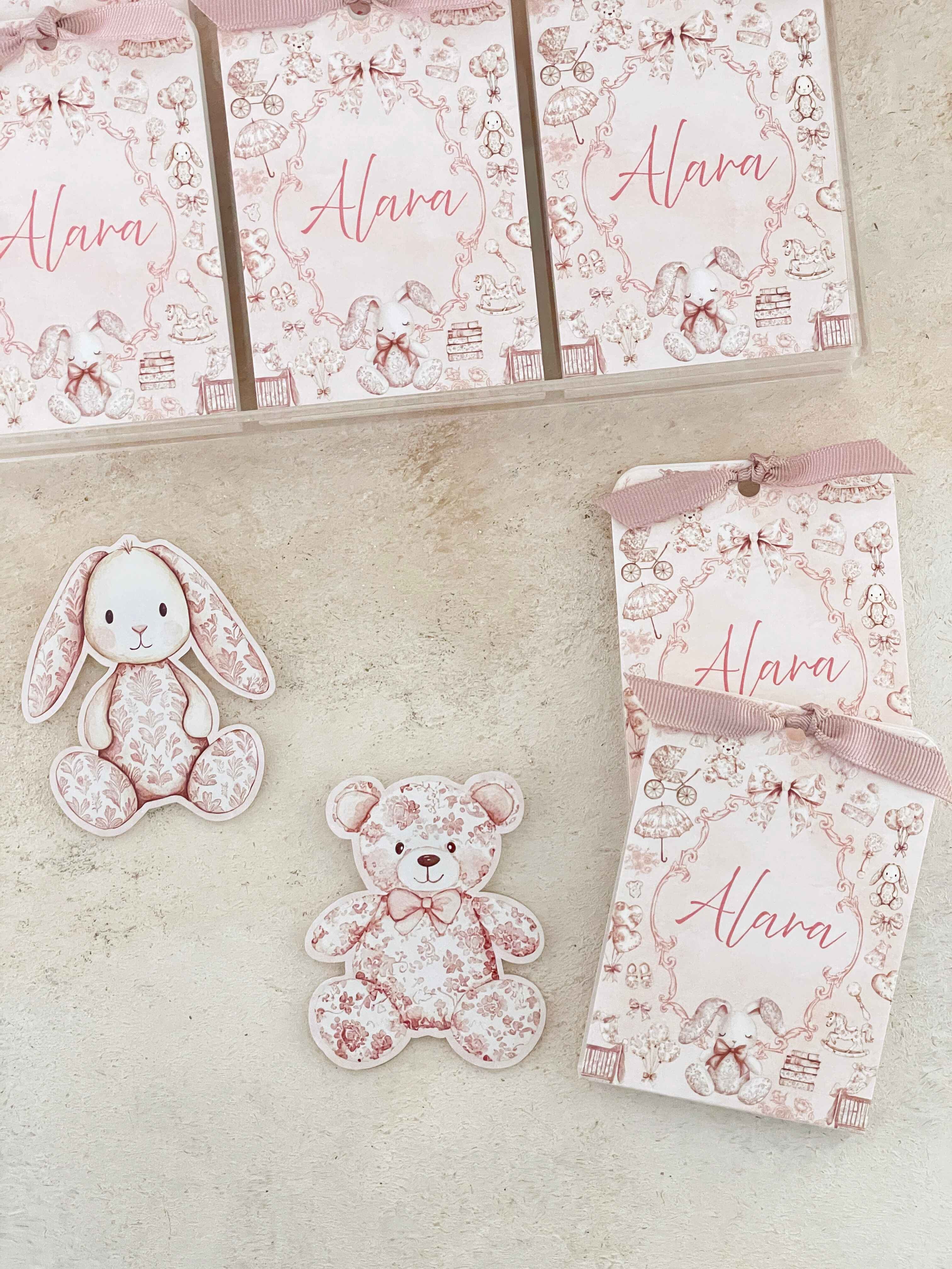 Pink Toile Baby Pleksi Magnet ve Kılıfı