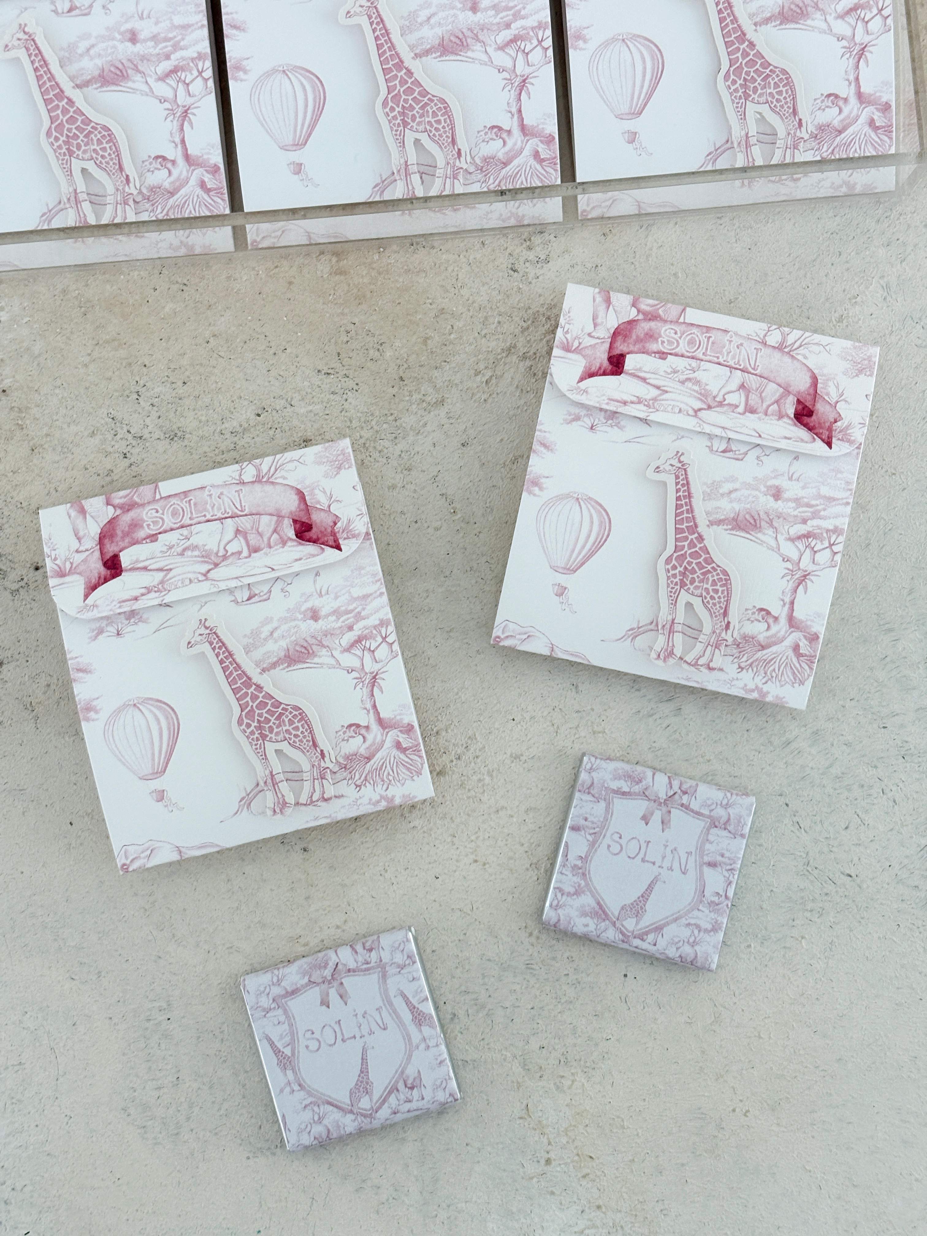 Chinoiserie Baby Toile De Jouy Pink Kartlı Madlen Çikolata