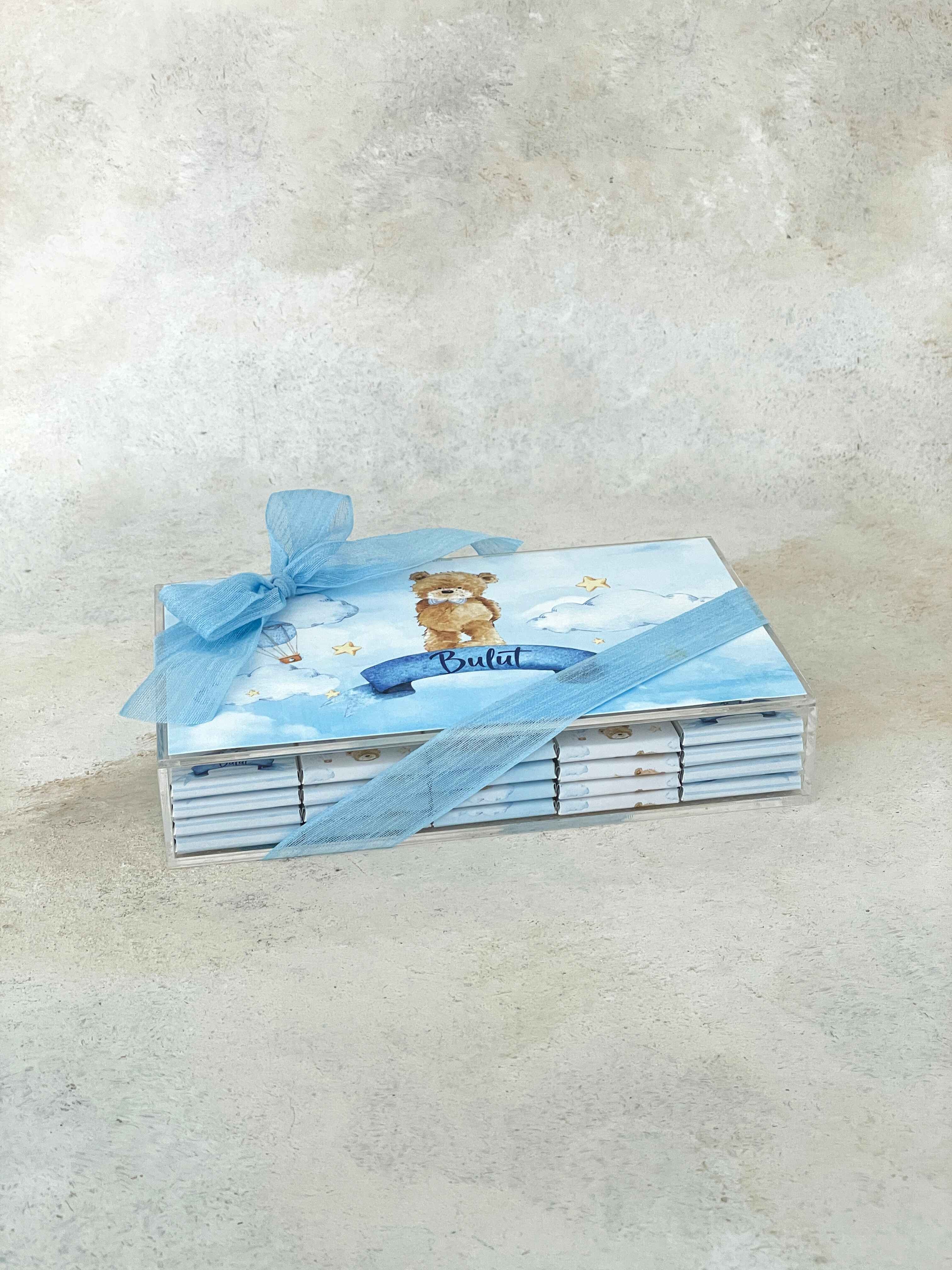 Teddy on Clouds Madlen Pleksi Çikolata Kutusu