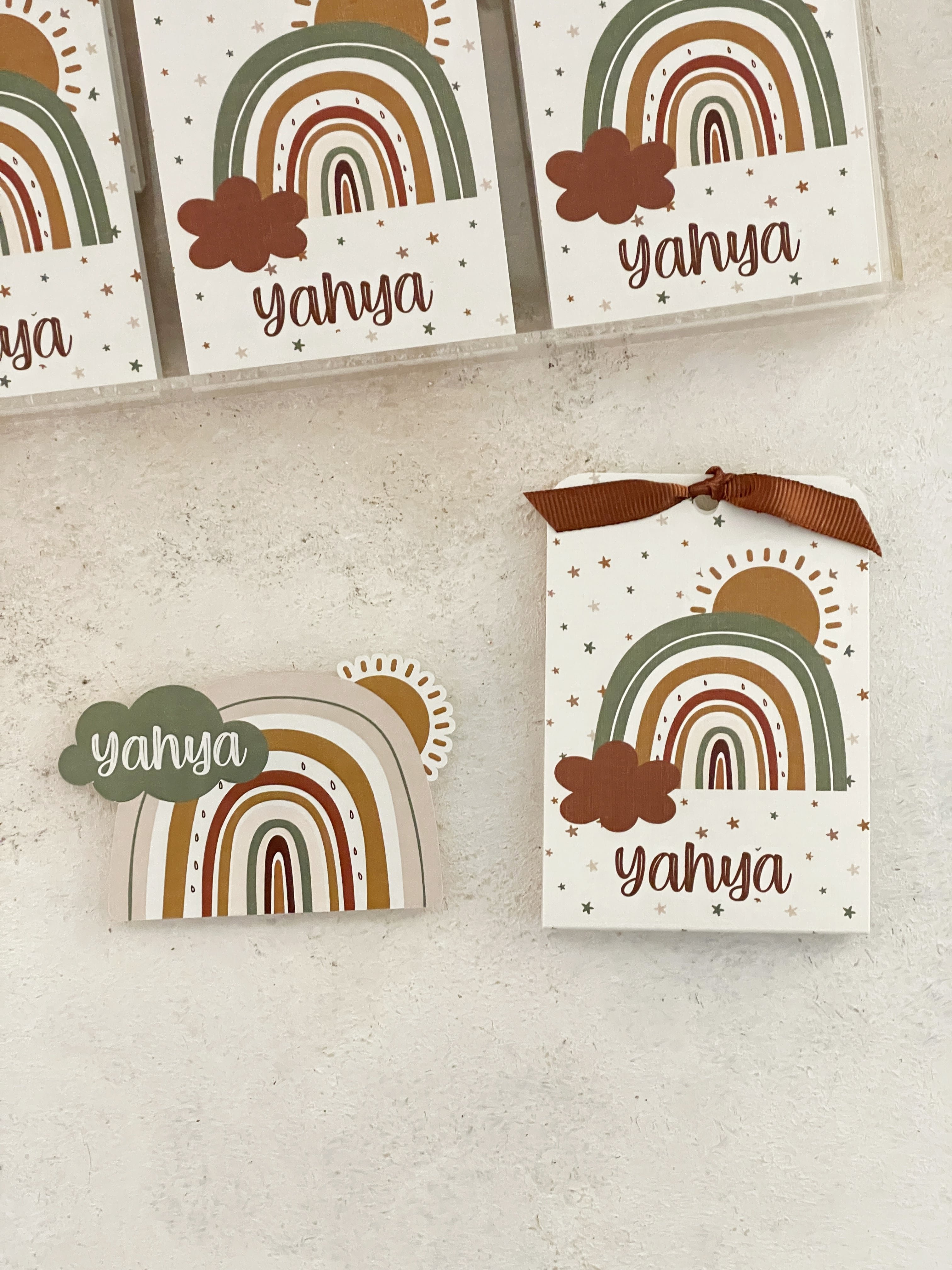 Kahve/Yeşil Gökkuşağı Pleksi Magnet ve Kılıfı