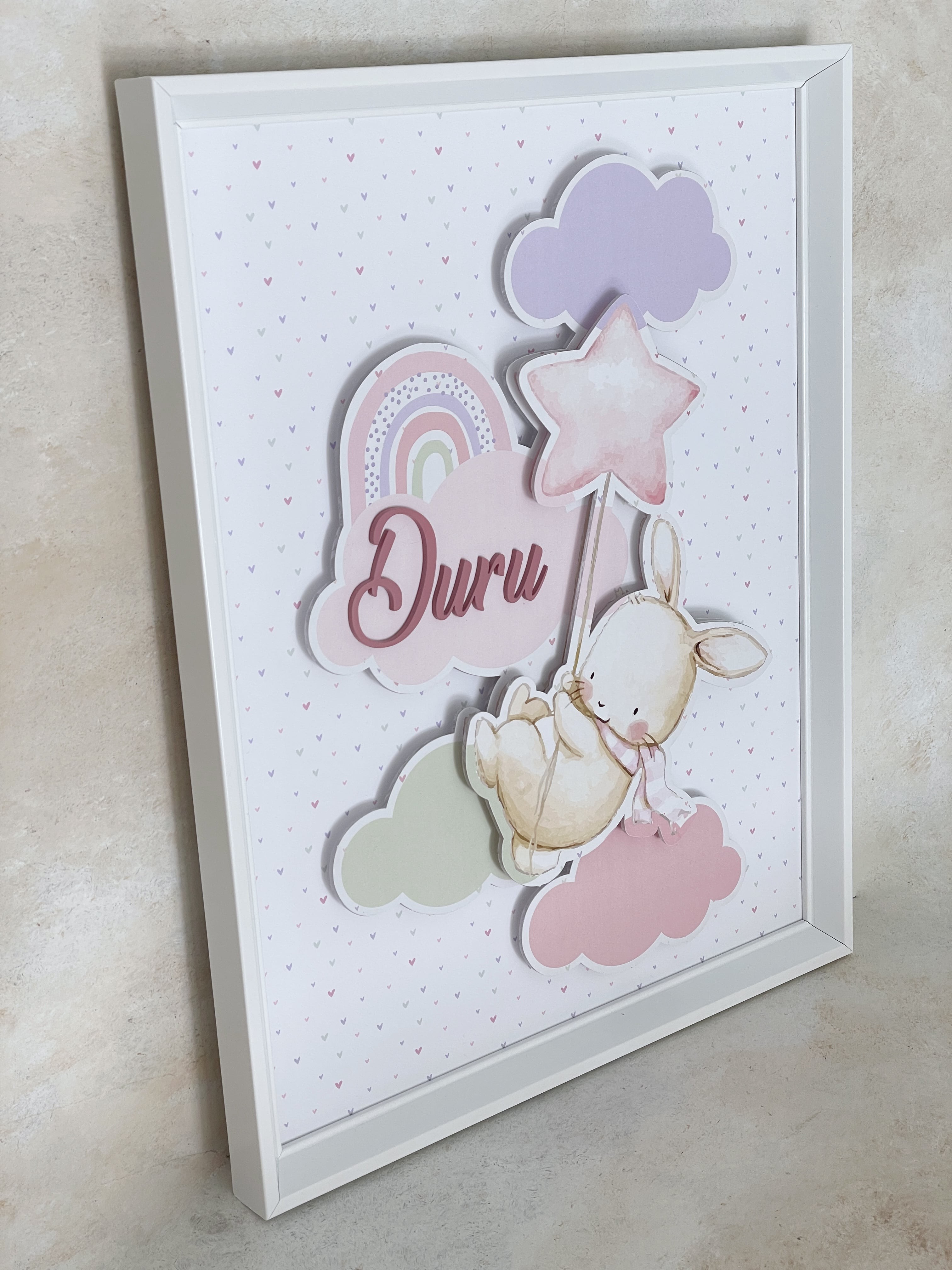 Yıldız Balonlu Tavşan & Gökkuşağı Kapı Süsü