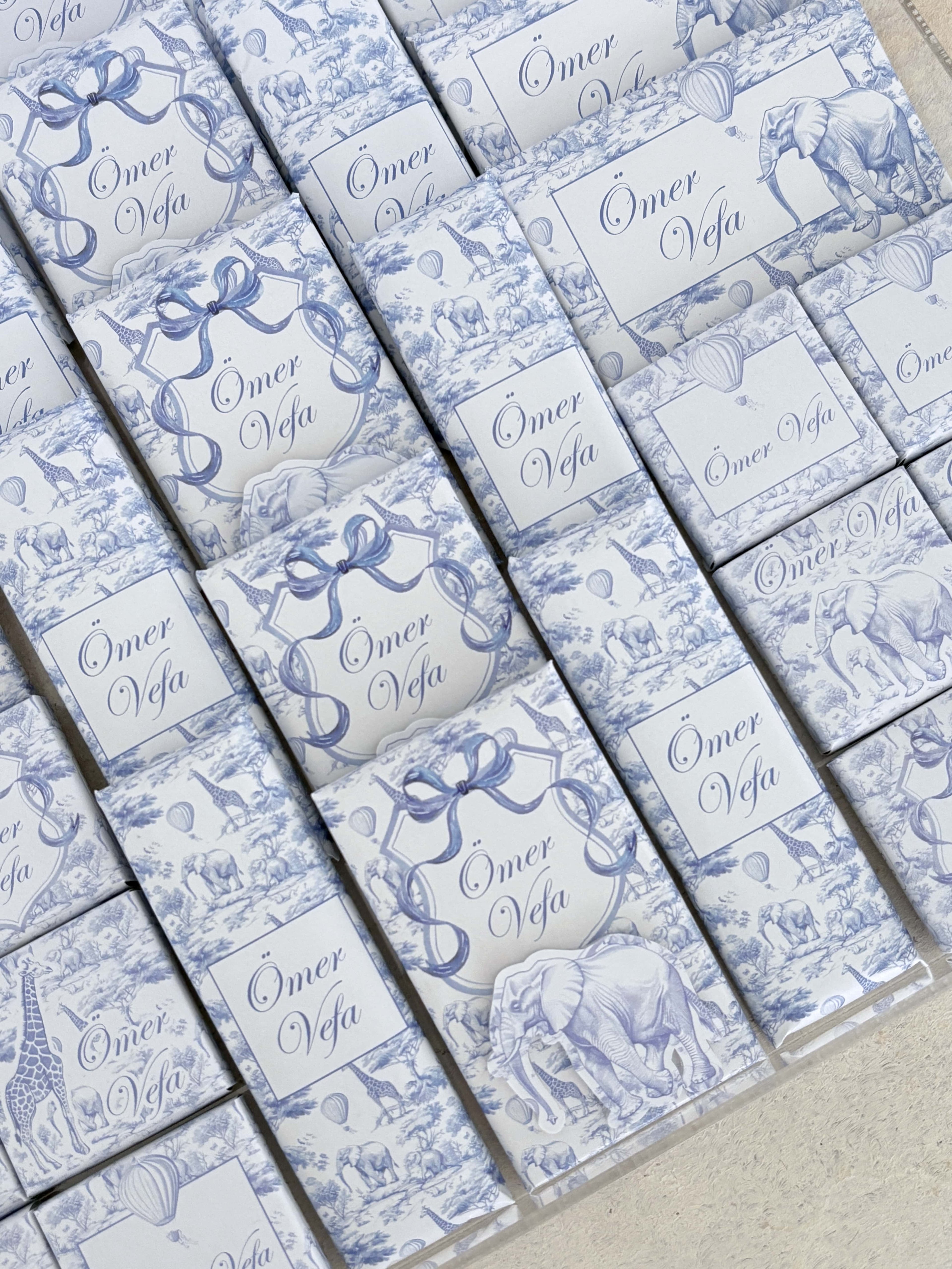 Chinoserie Baby Toile De Jouy Blue Çikolata Seti