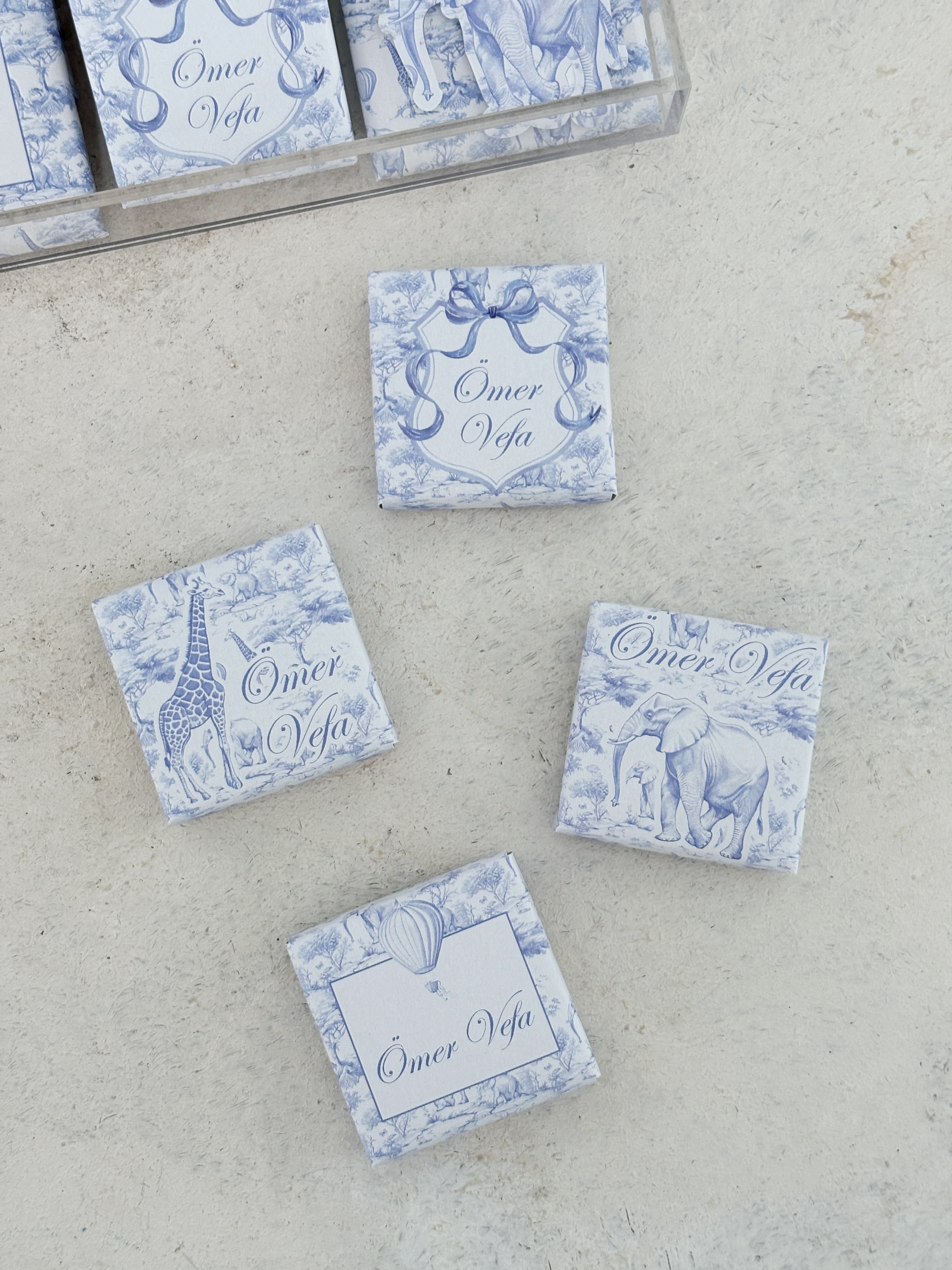 Chinoserie Baby Toile De Jouy Blue Çikolata Seti