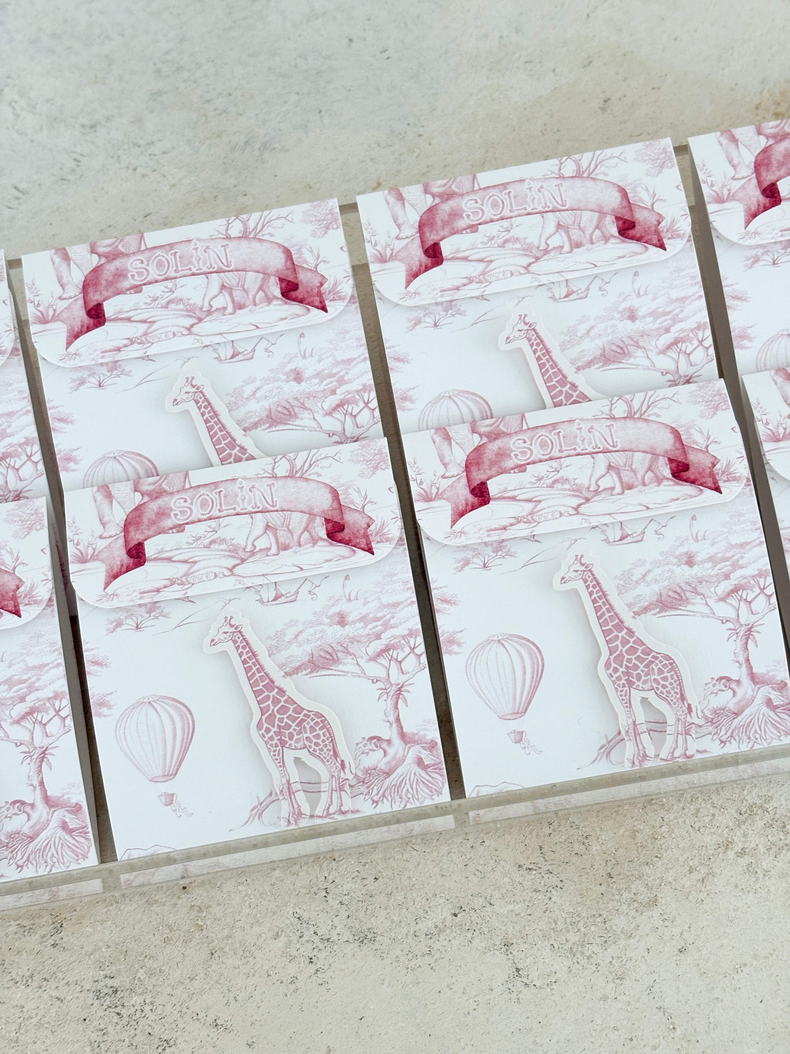 Chinoiserie Baby Toile De Jouy Pink Kartlı Madlen Çikolata