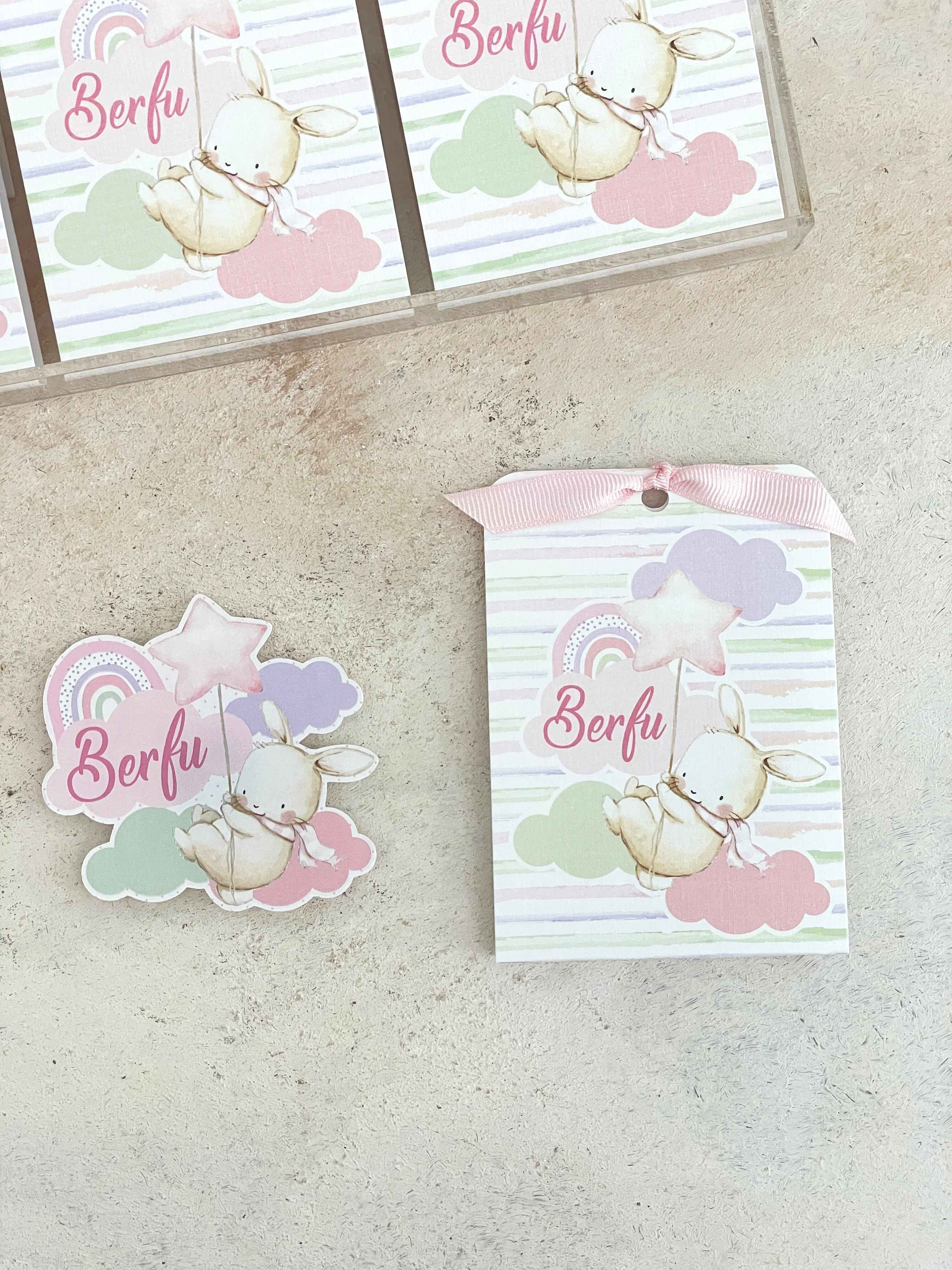 Balonlu Tavşan & Gökkuşağı Pleksi Magnet ve Kılıfı