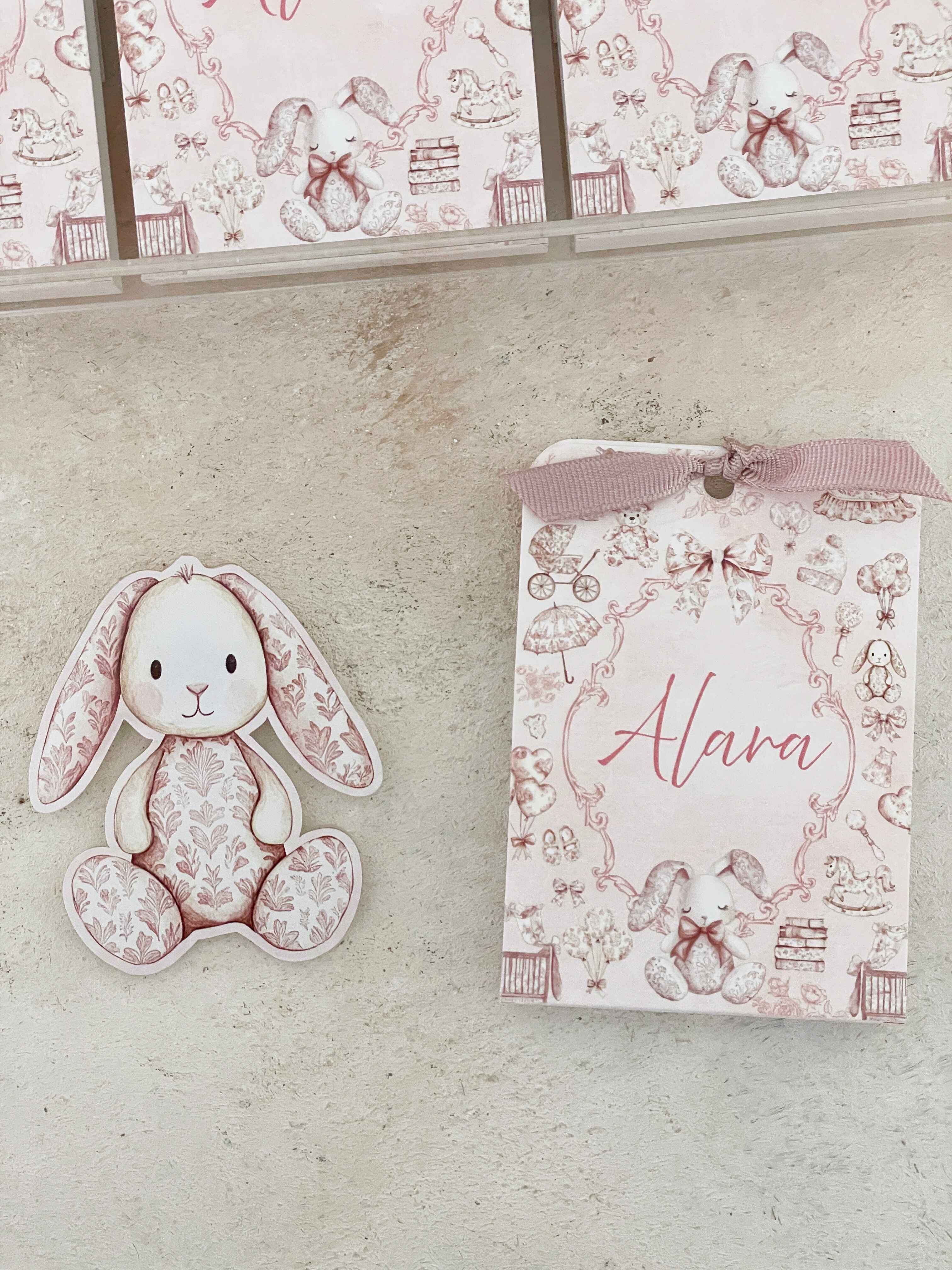 Pink Toile Baby Pleksi Magnet ve Kılıfı