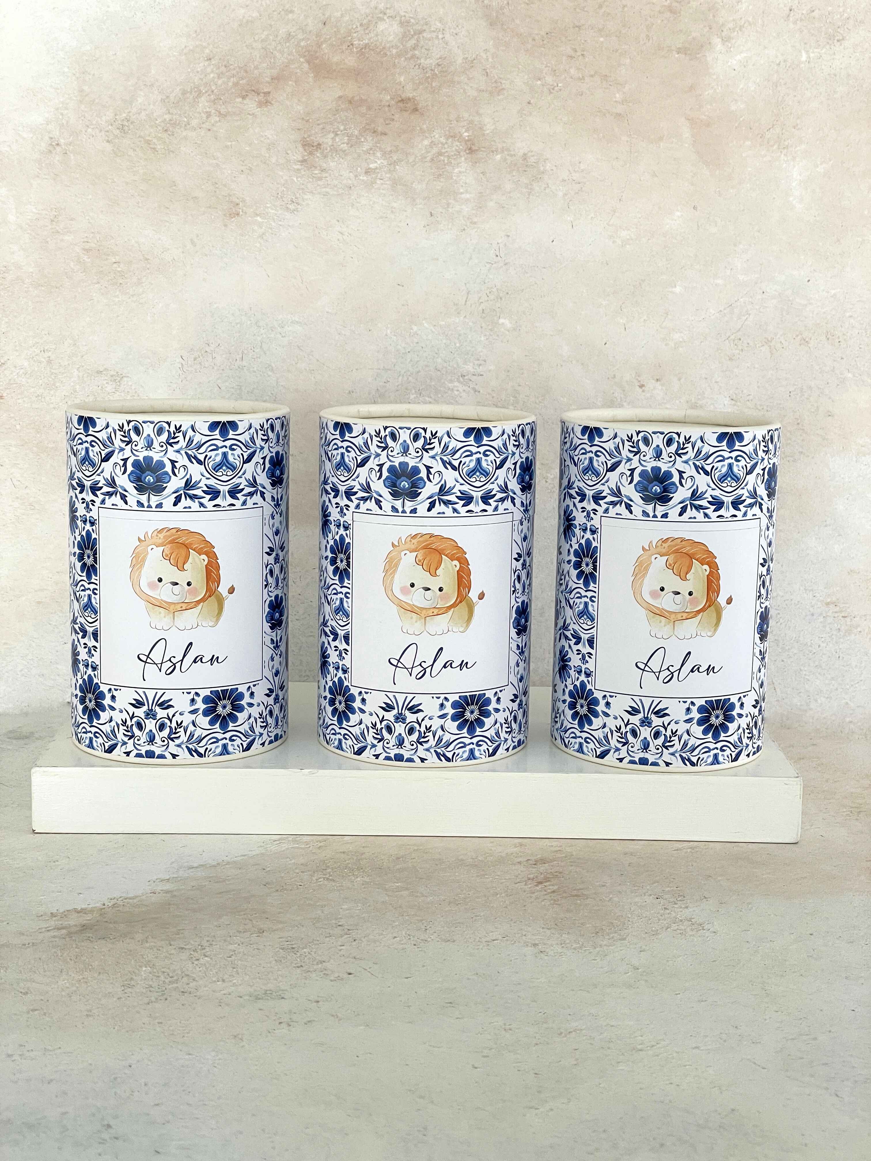 Bleu Blanc Lion Kaplama Silindir Kutu