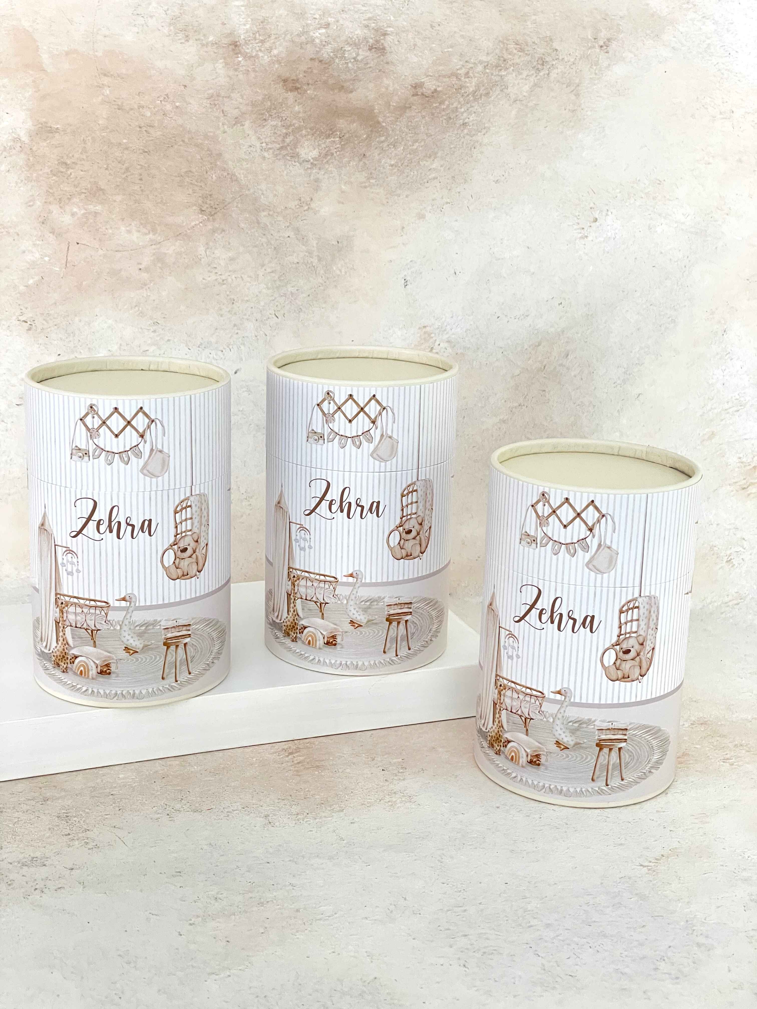 Boho Baby Kaplama Silindir Kutu