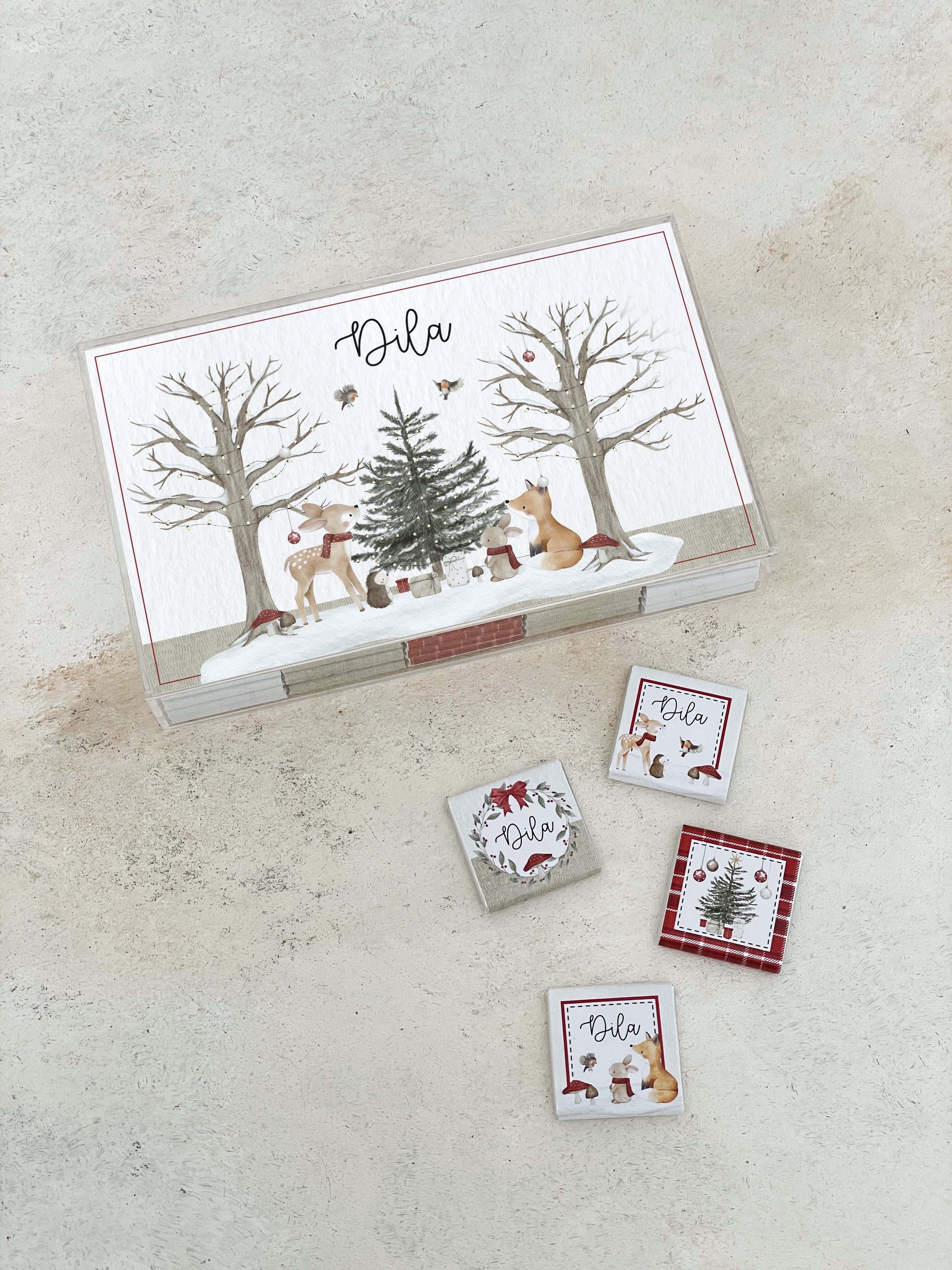 Woodland Christmas Madlen Pleksi Çikolata Kutusu