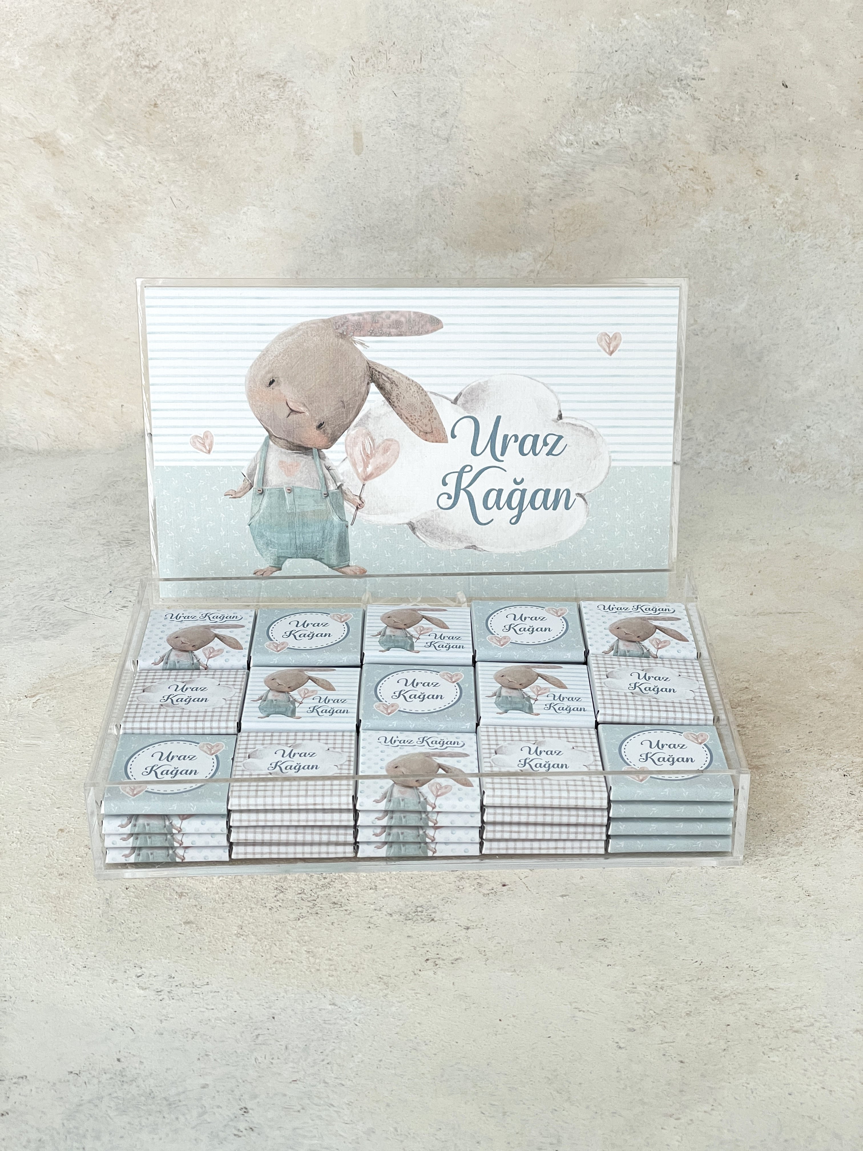 Little Bunny Mint Madlen Pleksi Çikolata Kutusu
