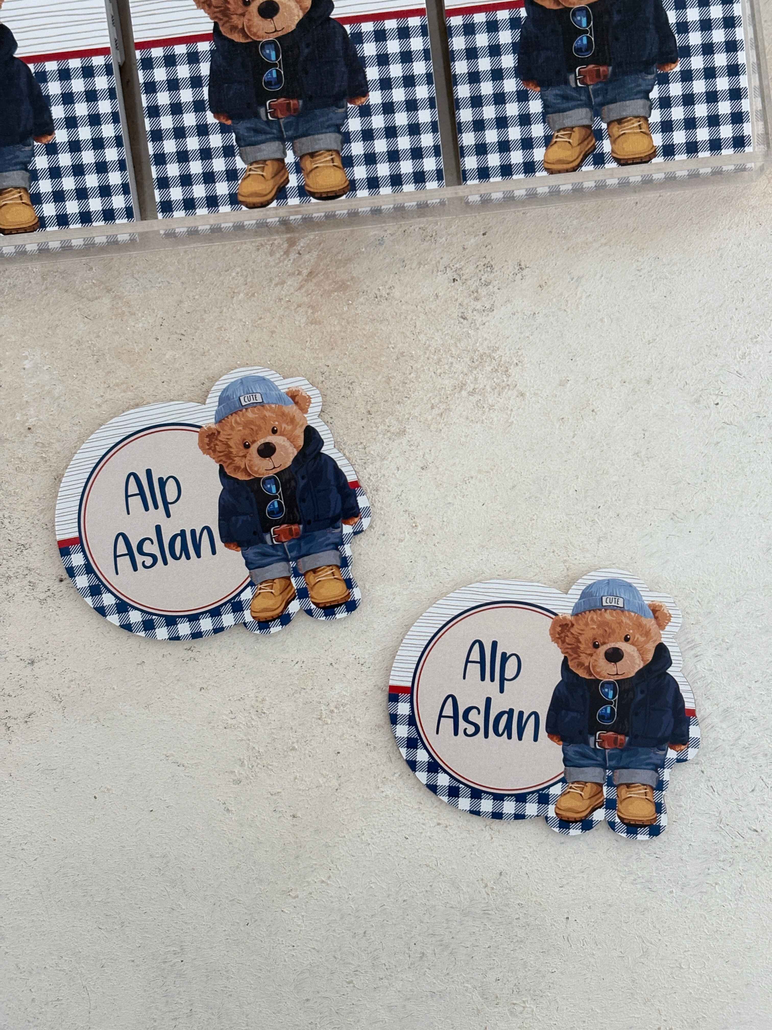 Polo Bear Lacivert/Bej Pleksi Magnet ve Kılıfı