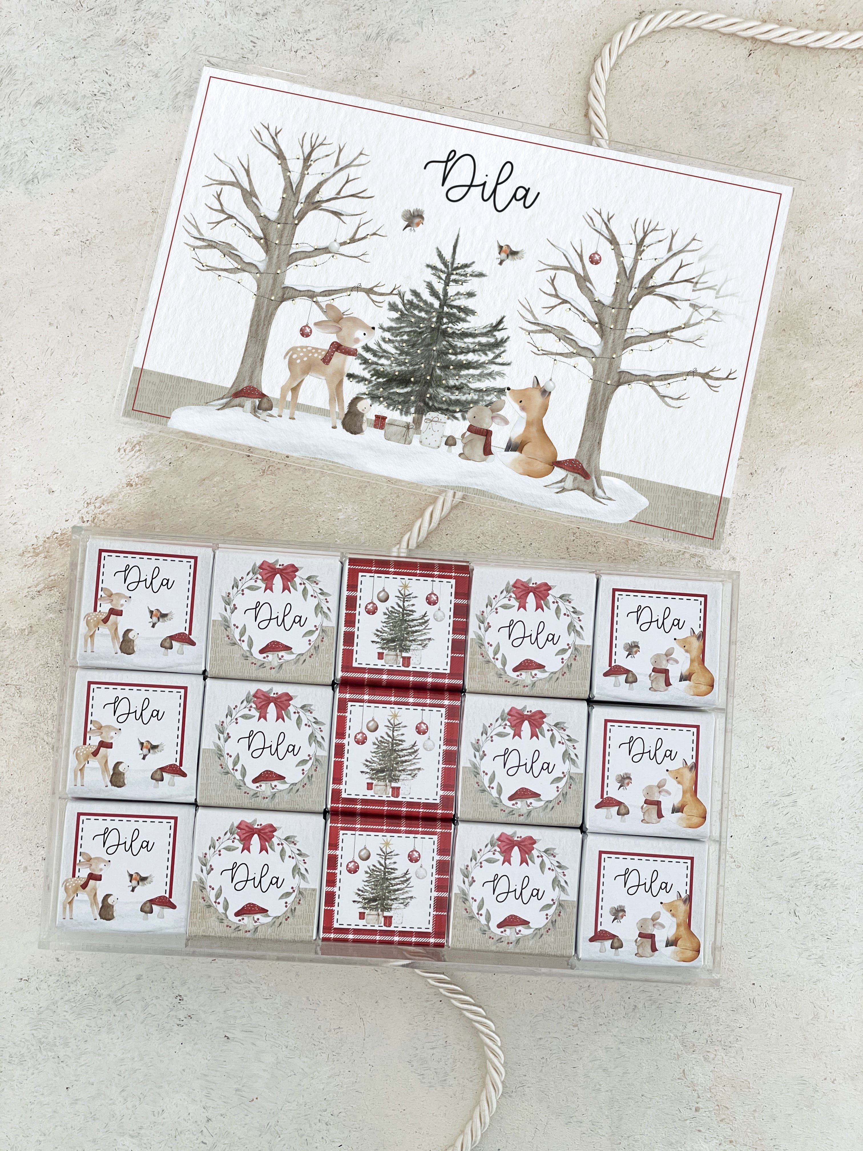 Woodland Christmas Madlen Pleksi Çikolata Kutusu
