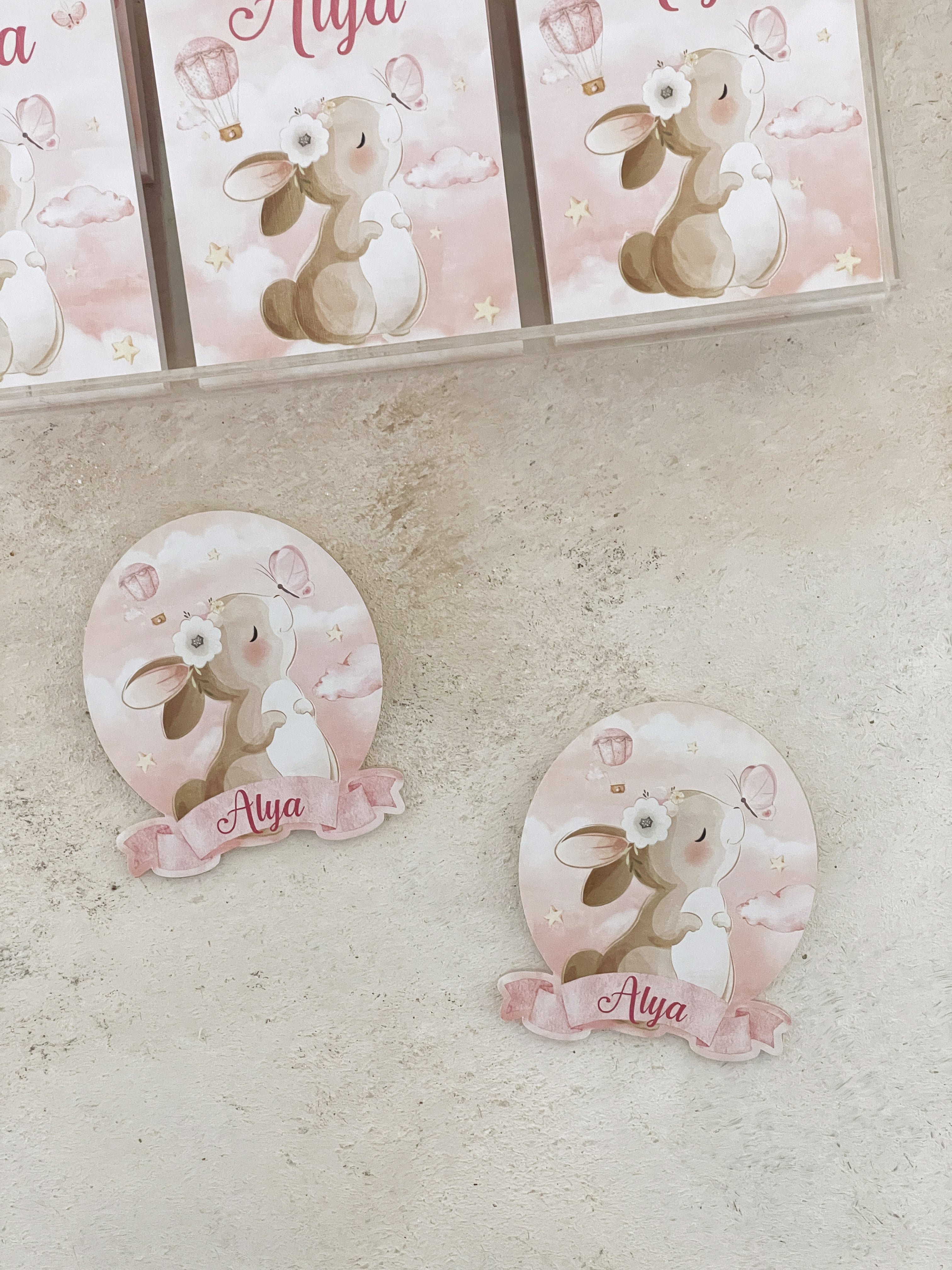 Kelebekli Tavşan & Balon Pleksi Magnet ve Kılıfı