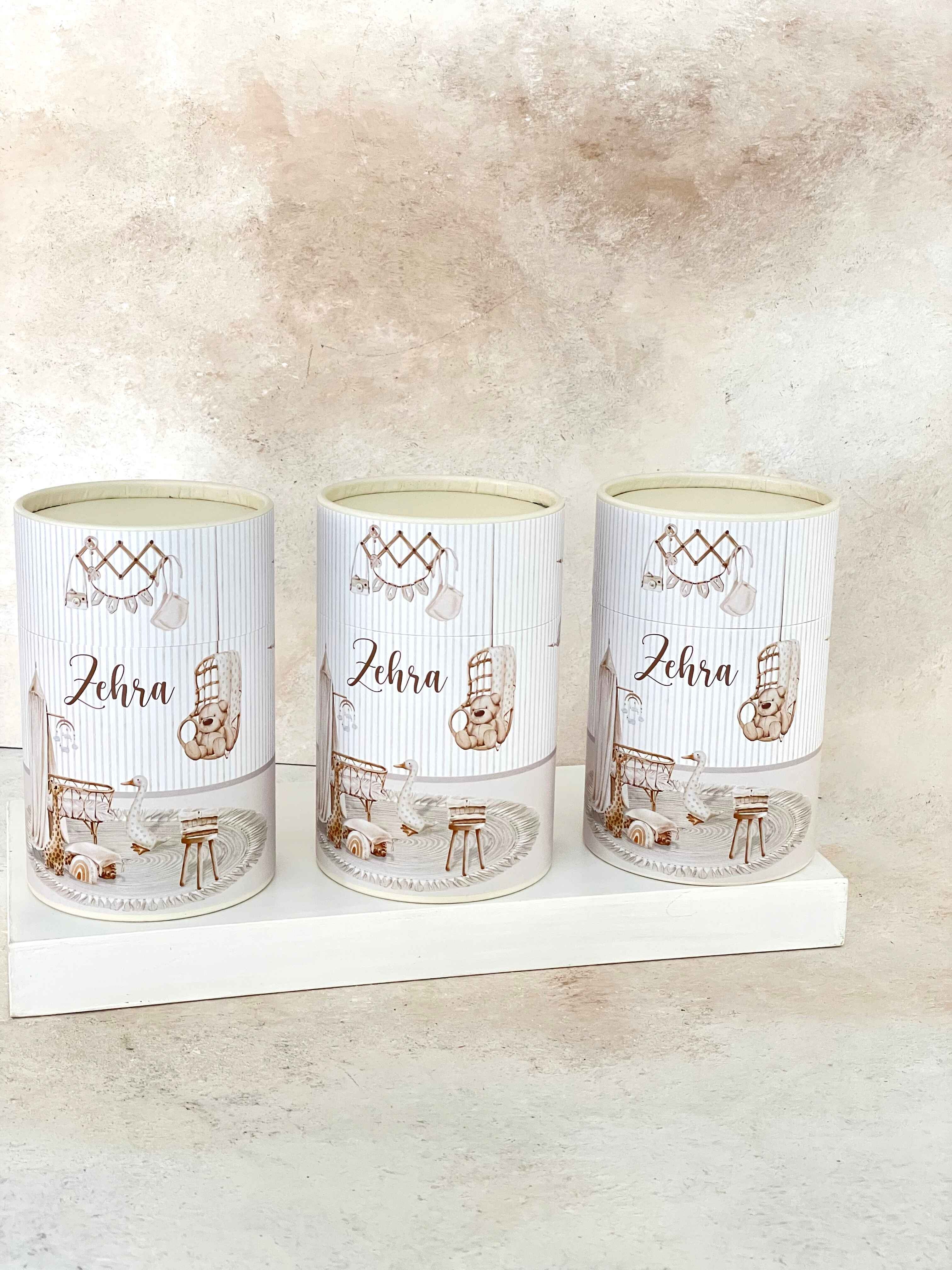 Boho Baby Kaplama Silindir Kutu