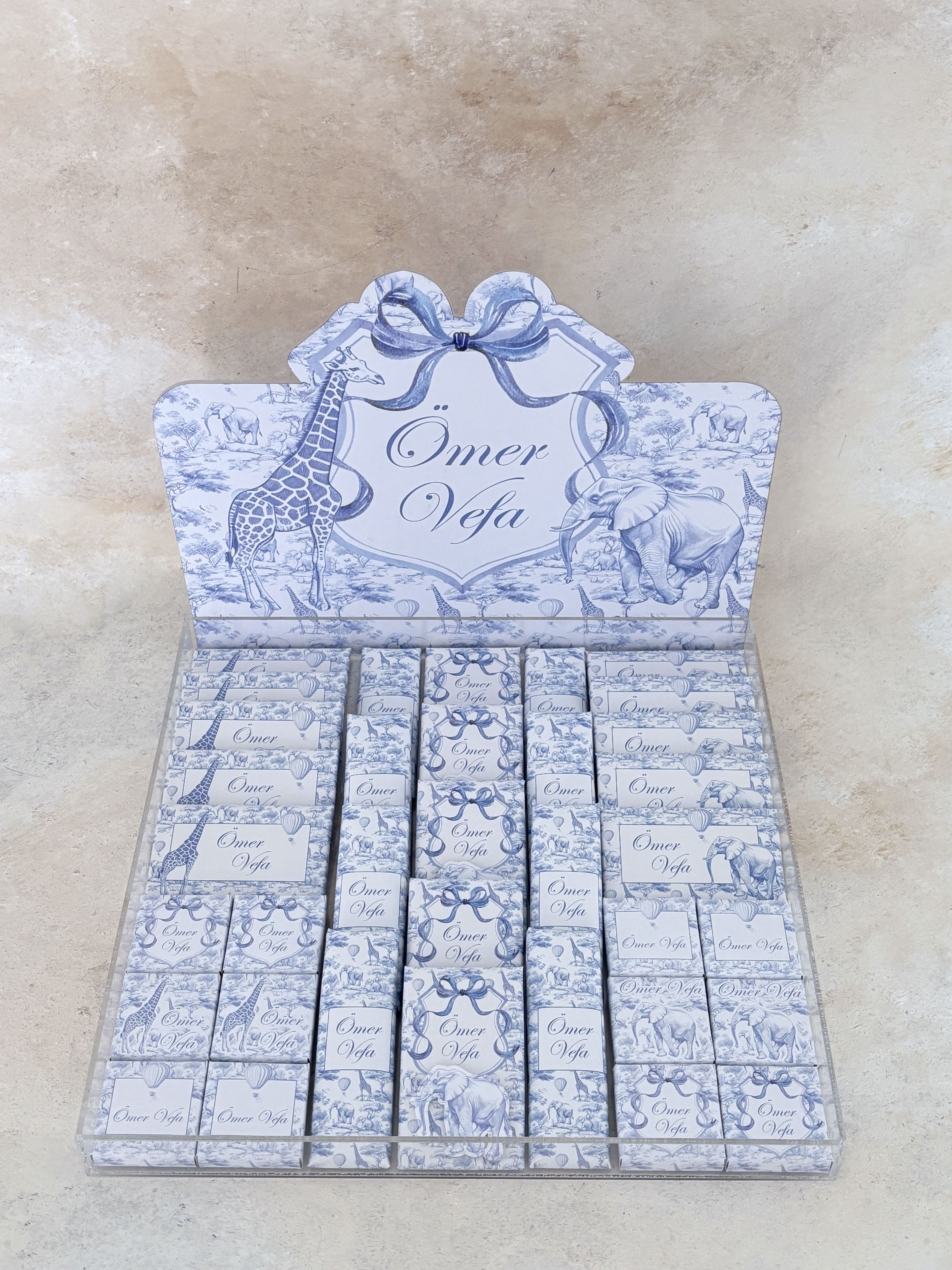 Chinoserie Baby Toile De Jouy Blue Çikolata Seti