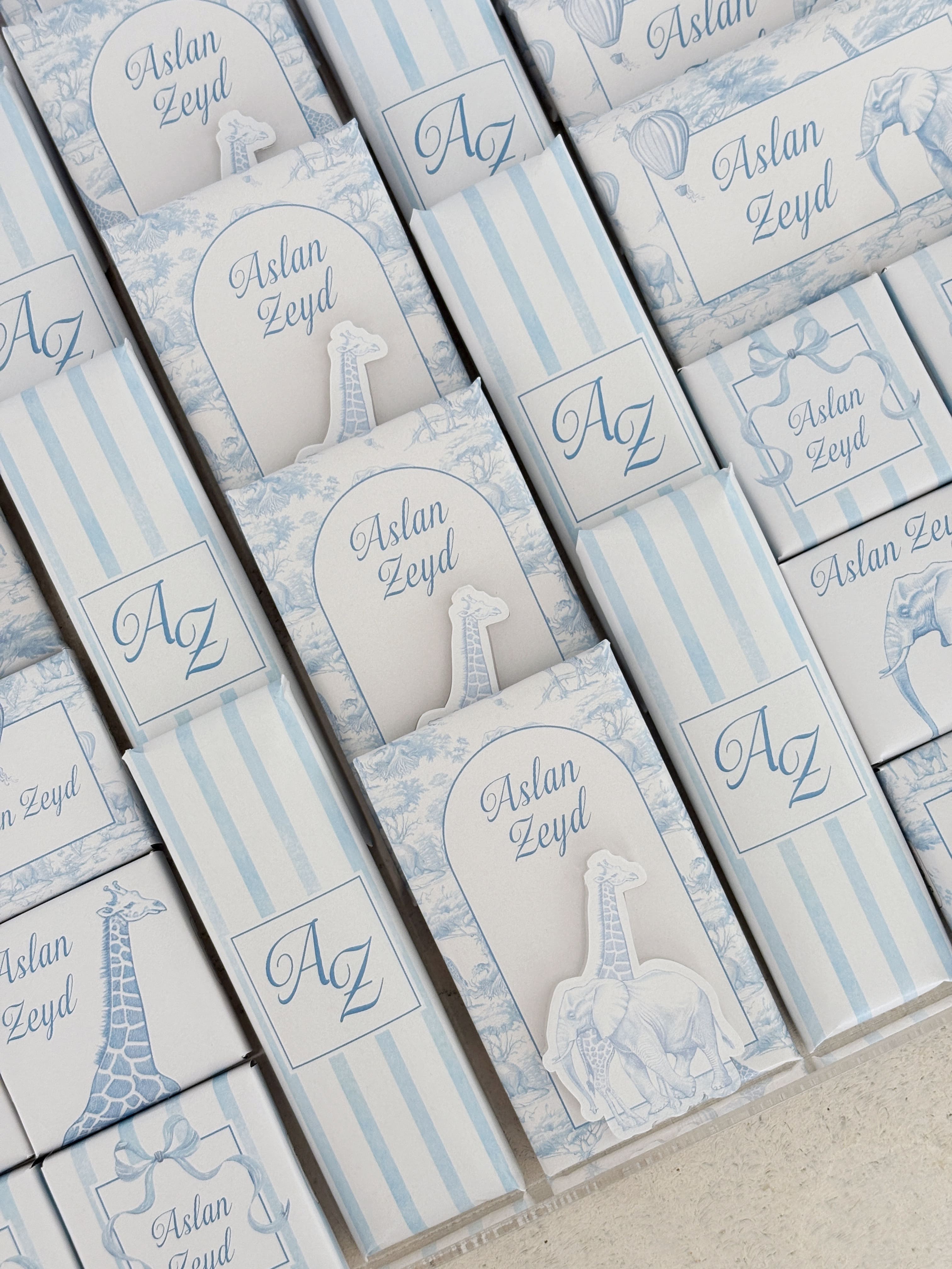 Chinoserie Baby Toile De Jouy Light Blue Çikolata Seti