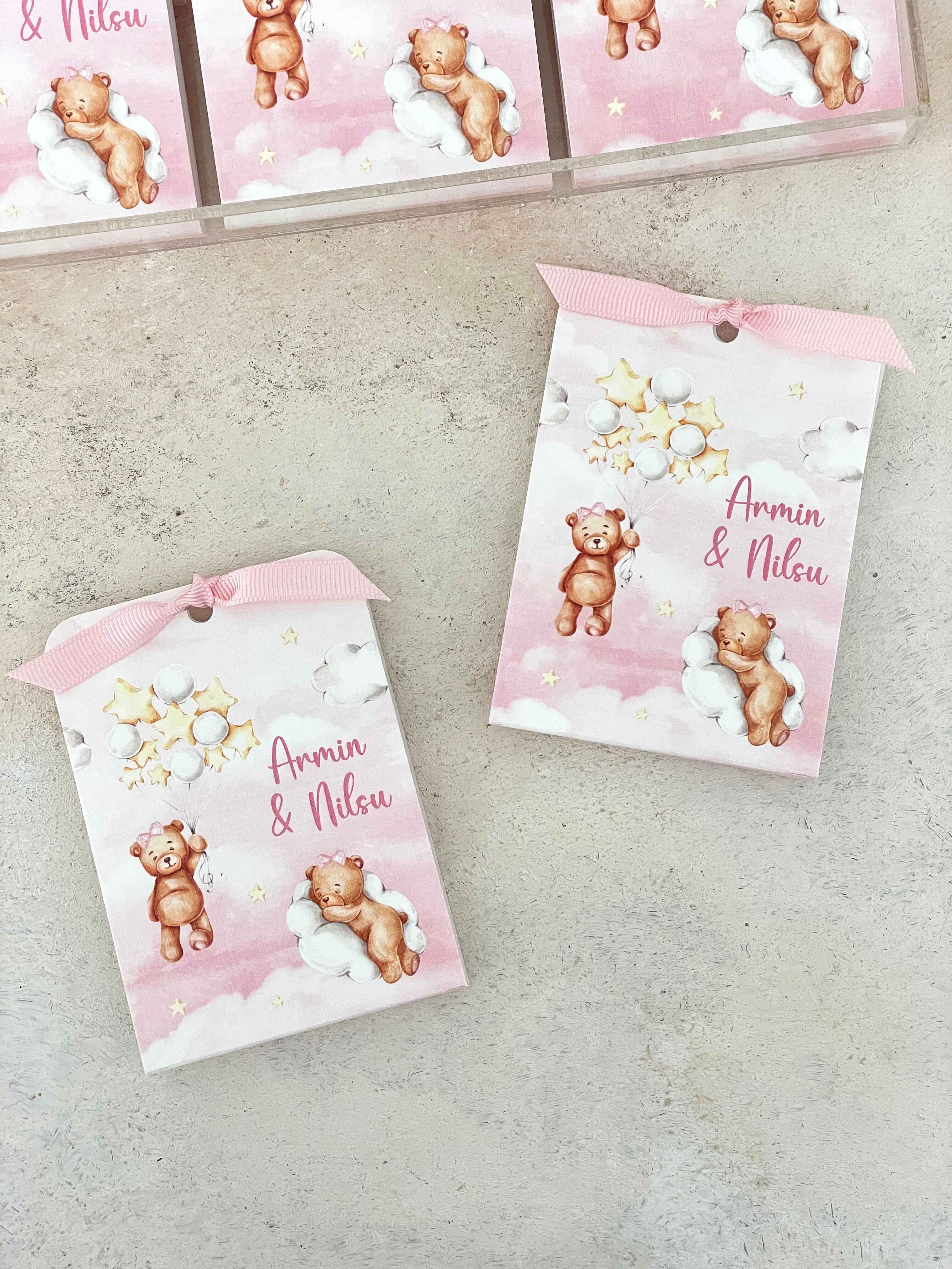Teddy On Moon Girl Pleksi Magnet ve Kılıfı