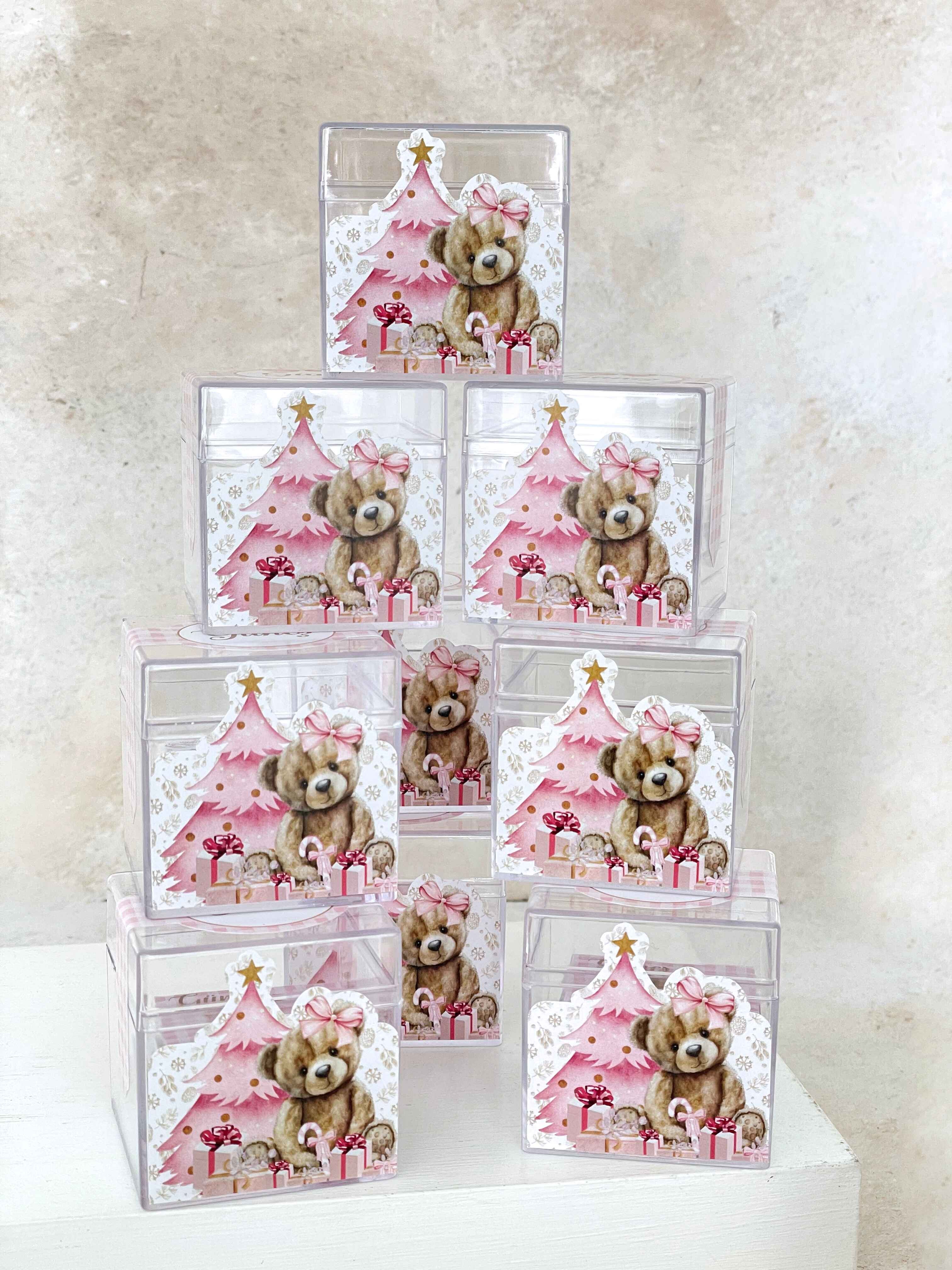 Pink Christmas Teddy Mika Çikolata Küpü