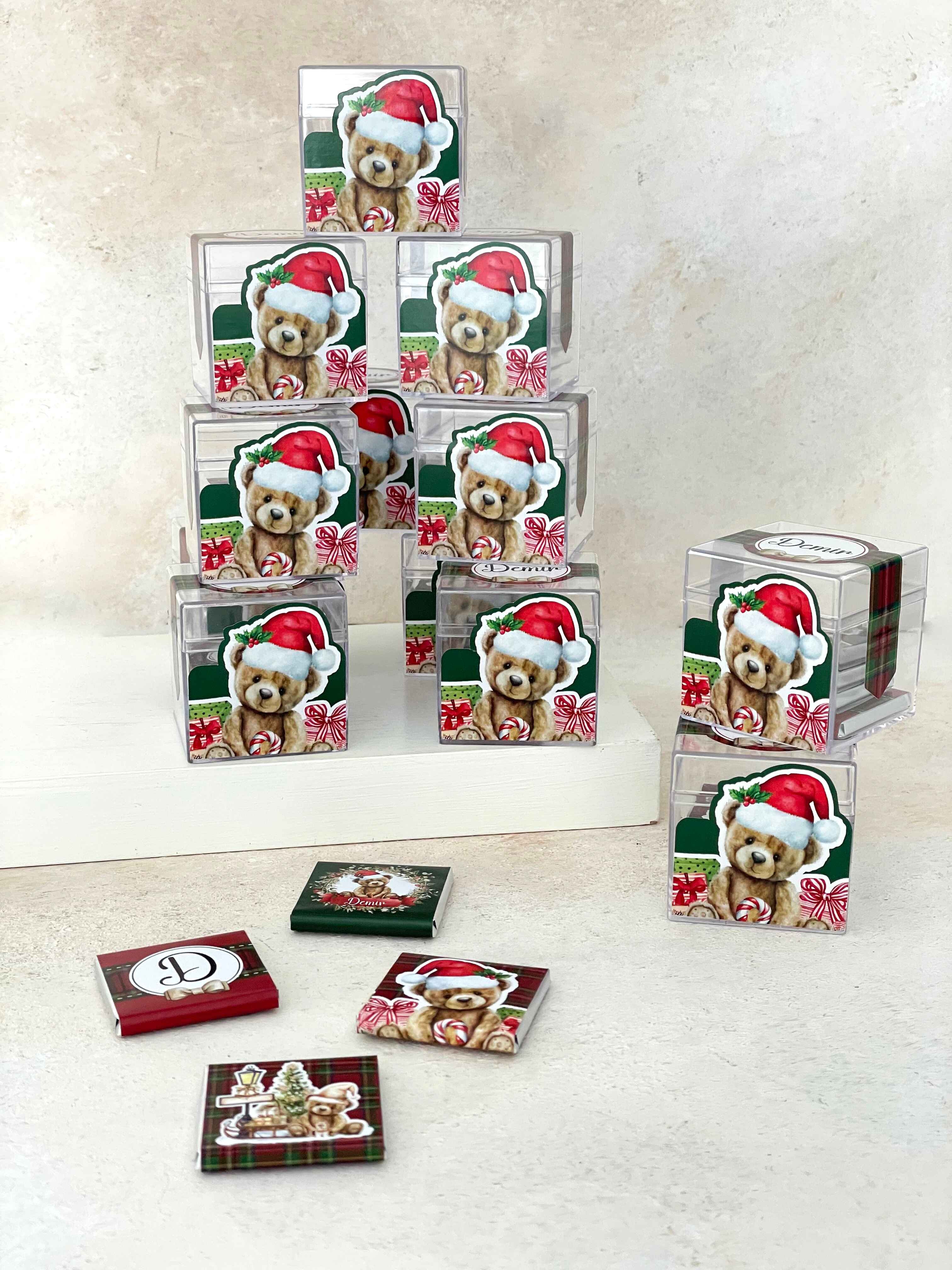 Teddy Bear Christmas Çikolata Küpü