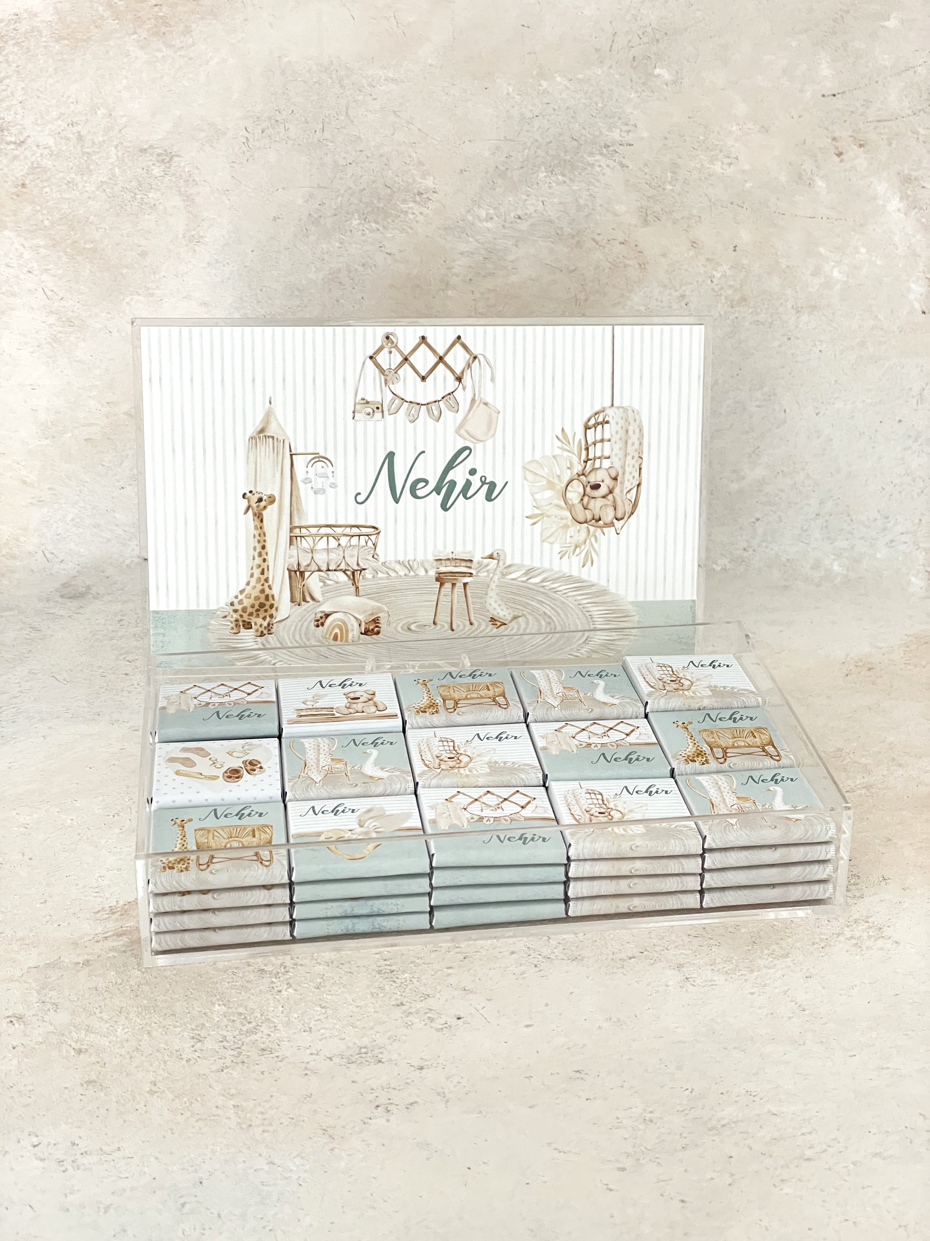 Boho Baby Mint Madlen Pleksi Çikolata Kutusu