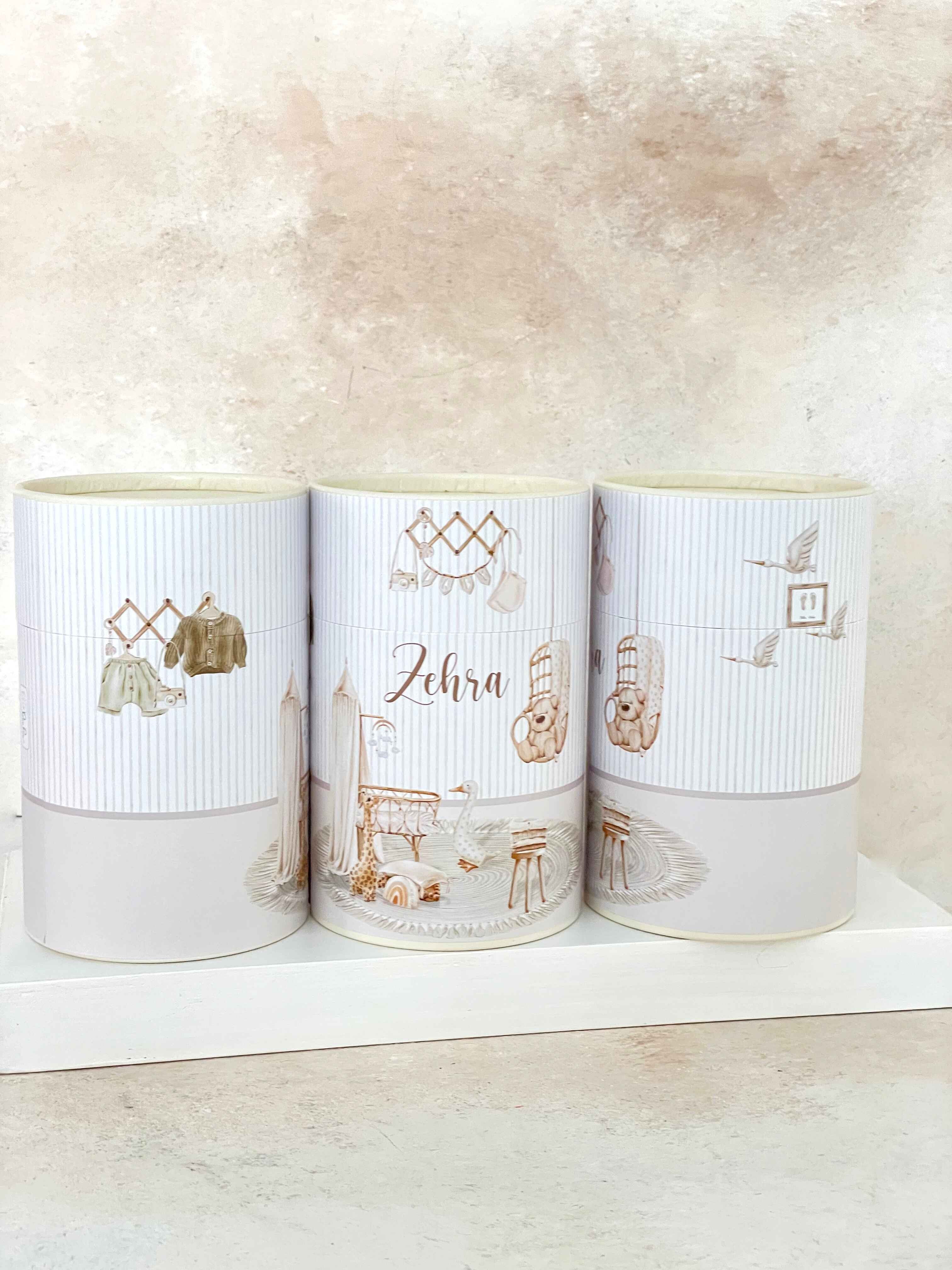 Boho Baby Kaplama Silindir Kutu