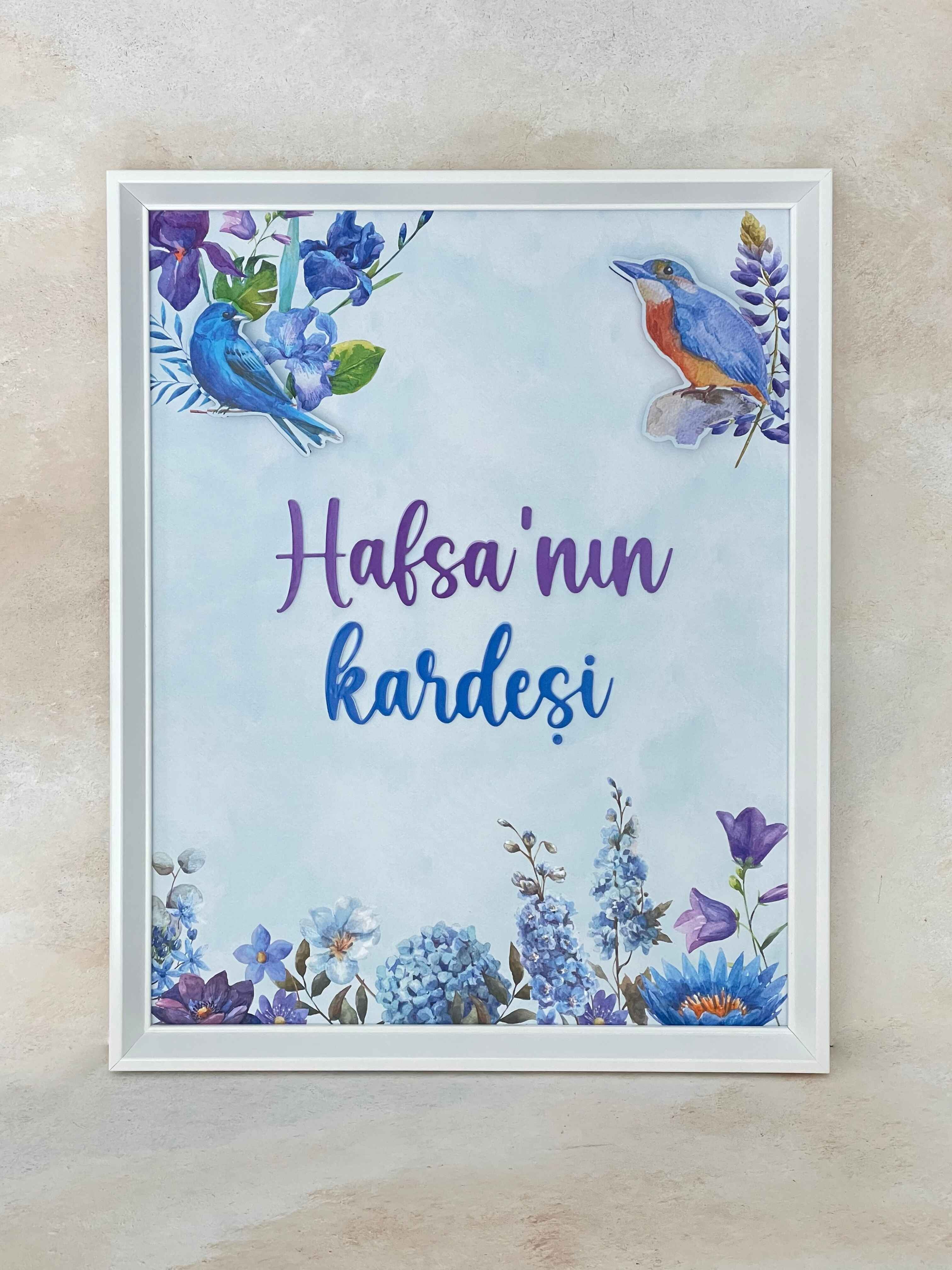 Blue Birds & Flowers Kapı Süsü