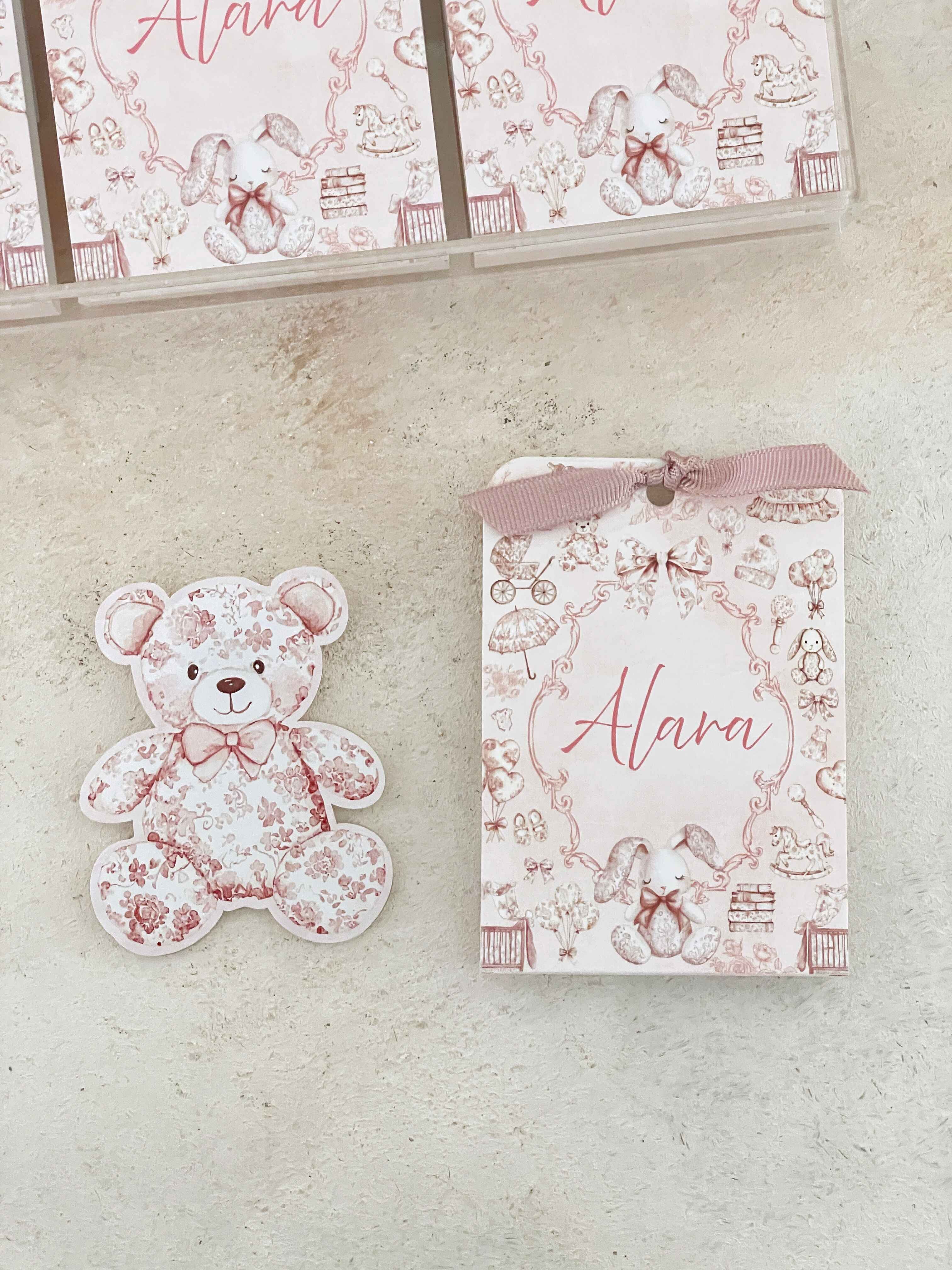 Pink Toile Baby Pleksi Magnet ve Kılıfı