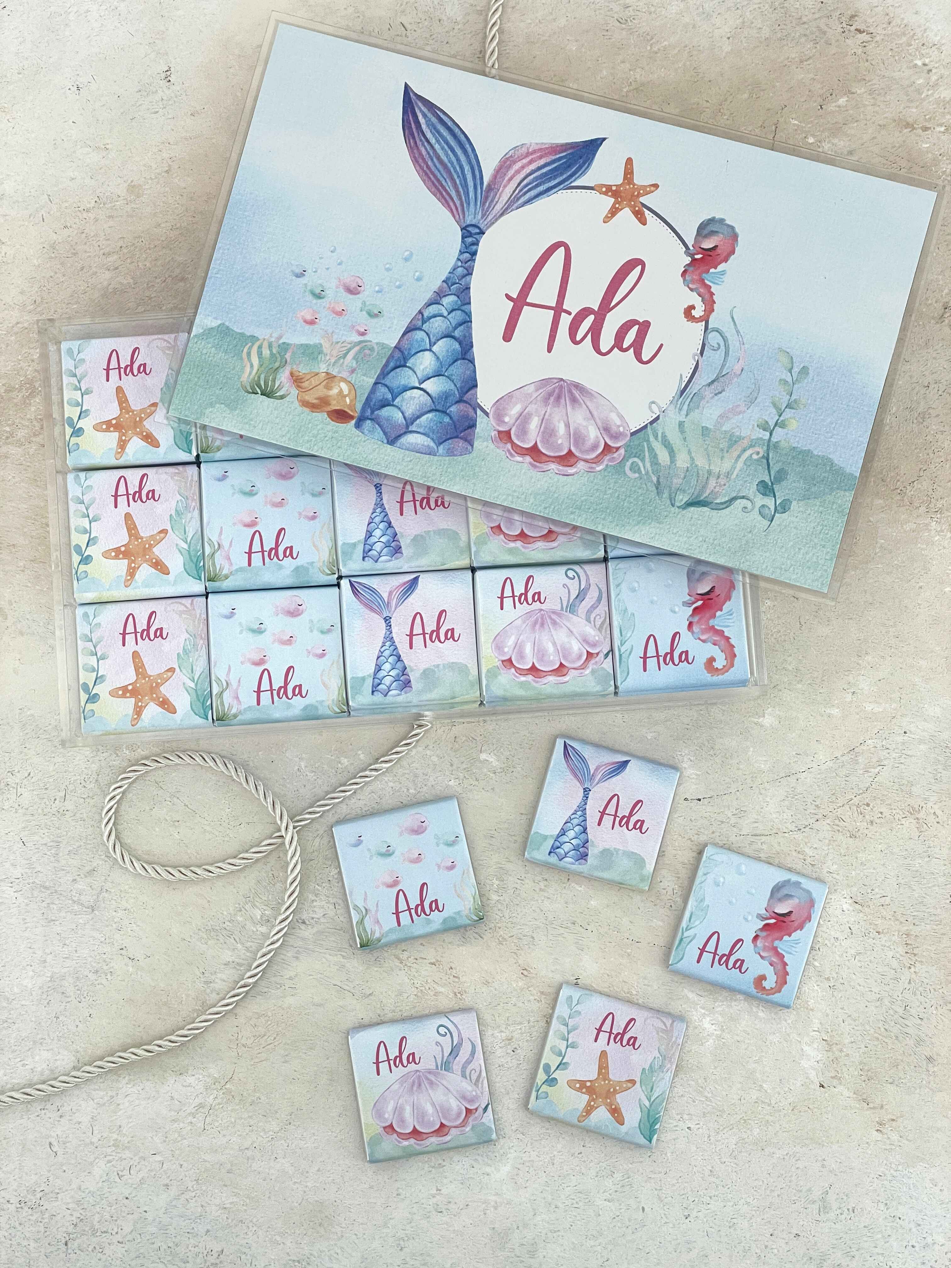 Mermaid Tail Madlen Pleksi Çikolata Kutusu