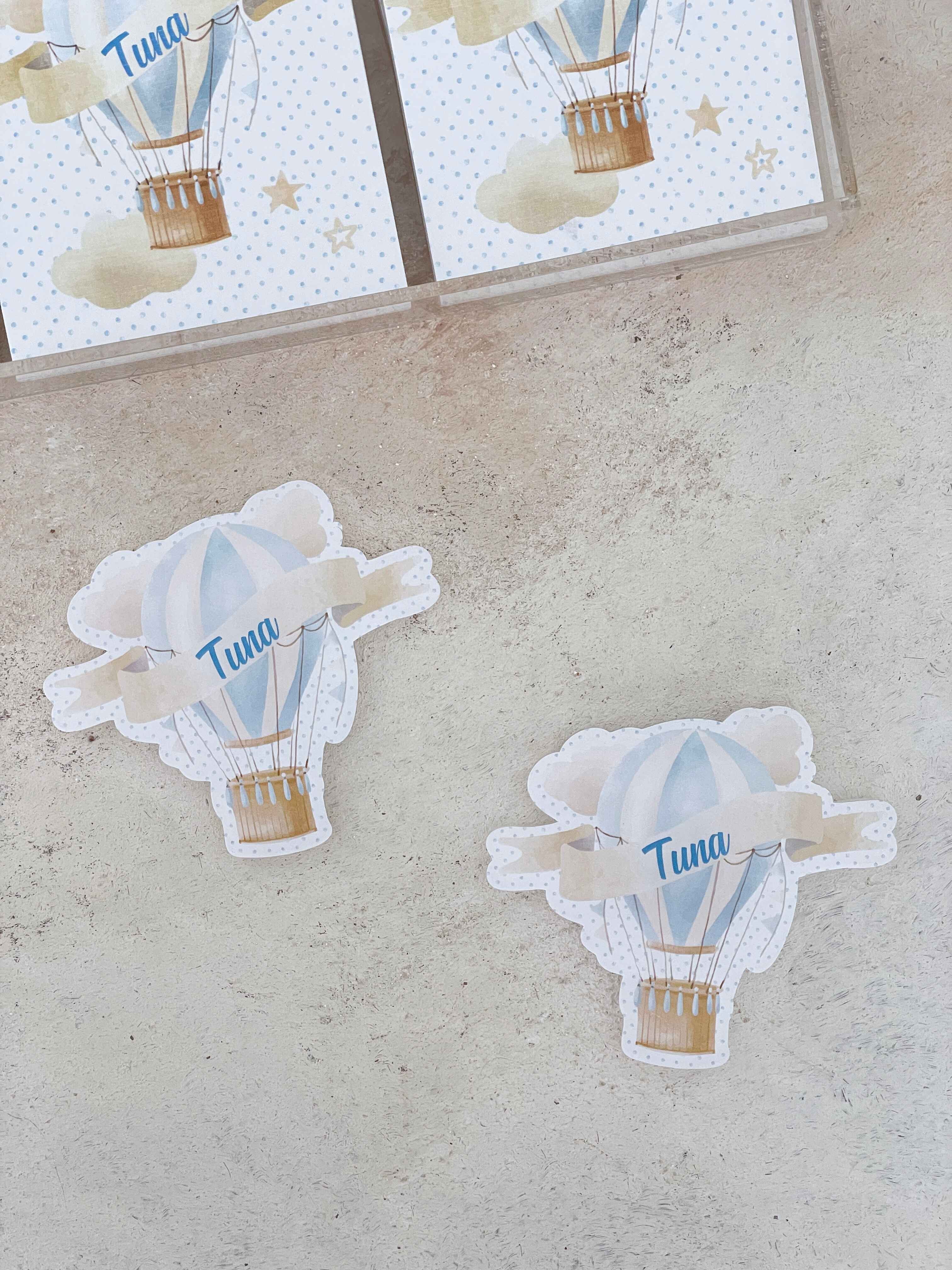 Light Blue Hot Air Balloon Pleksi Magnet ve Kılıfı