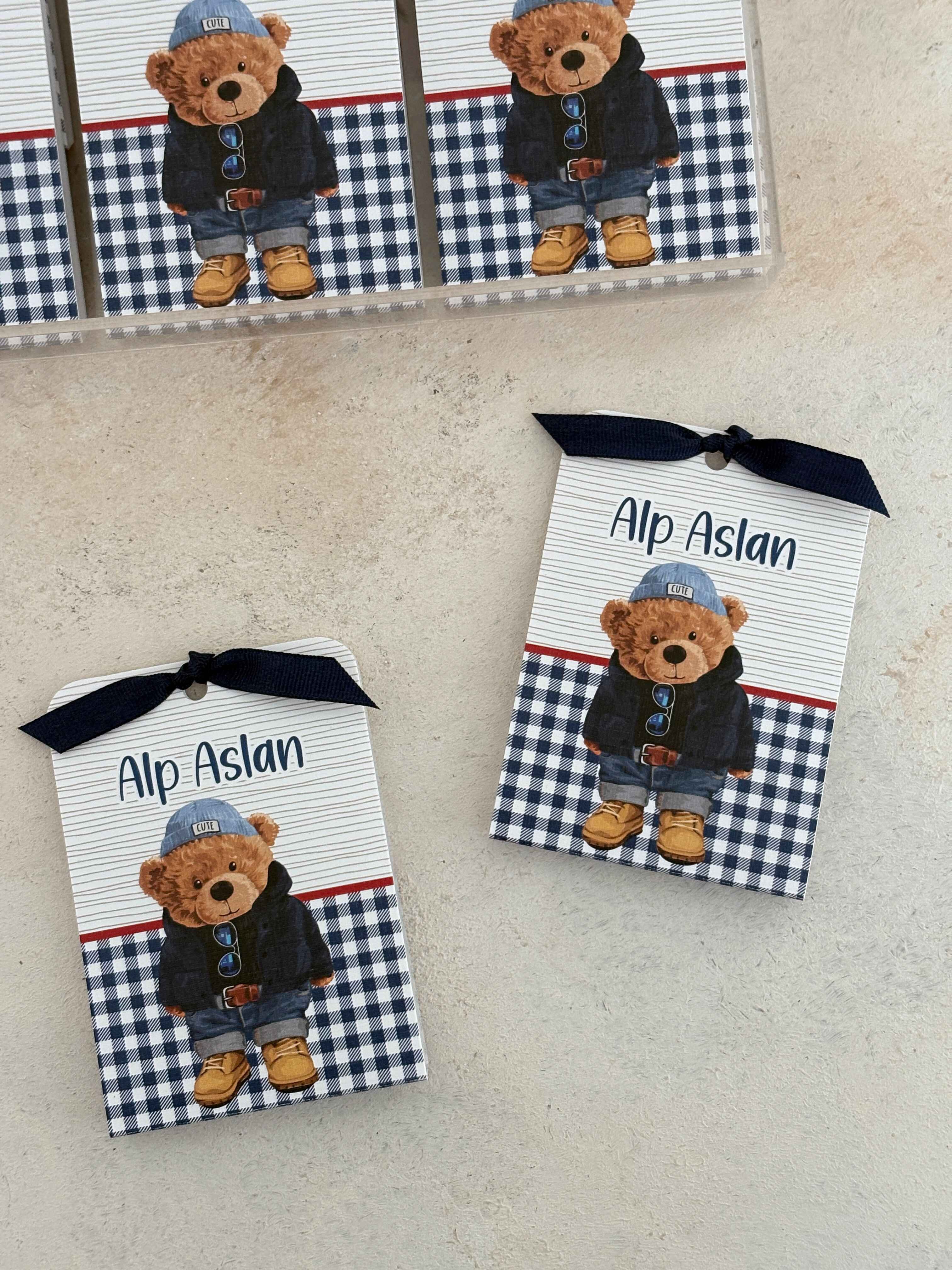 Polo Bear Lacivert/Bej Pleksi Magnet ve Kılıfı