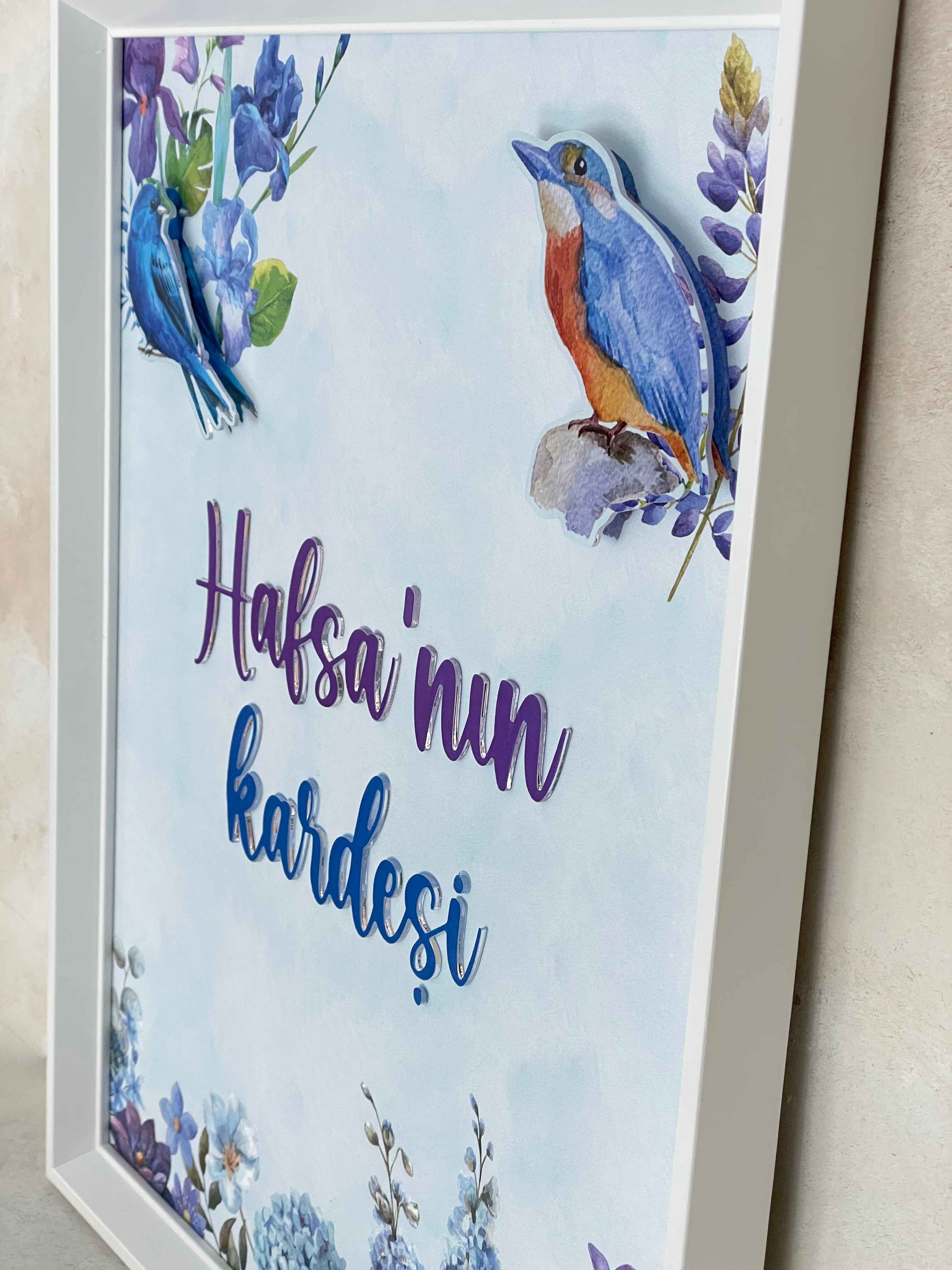 Blue Birds & Flowers Kapı Süsü