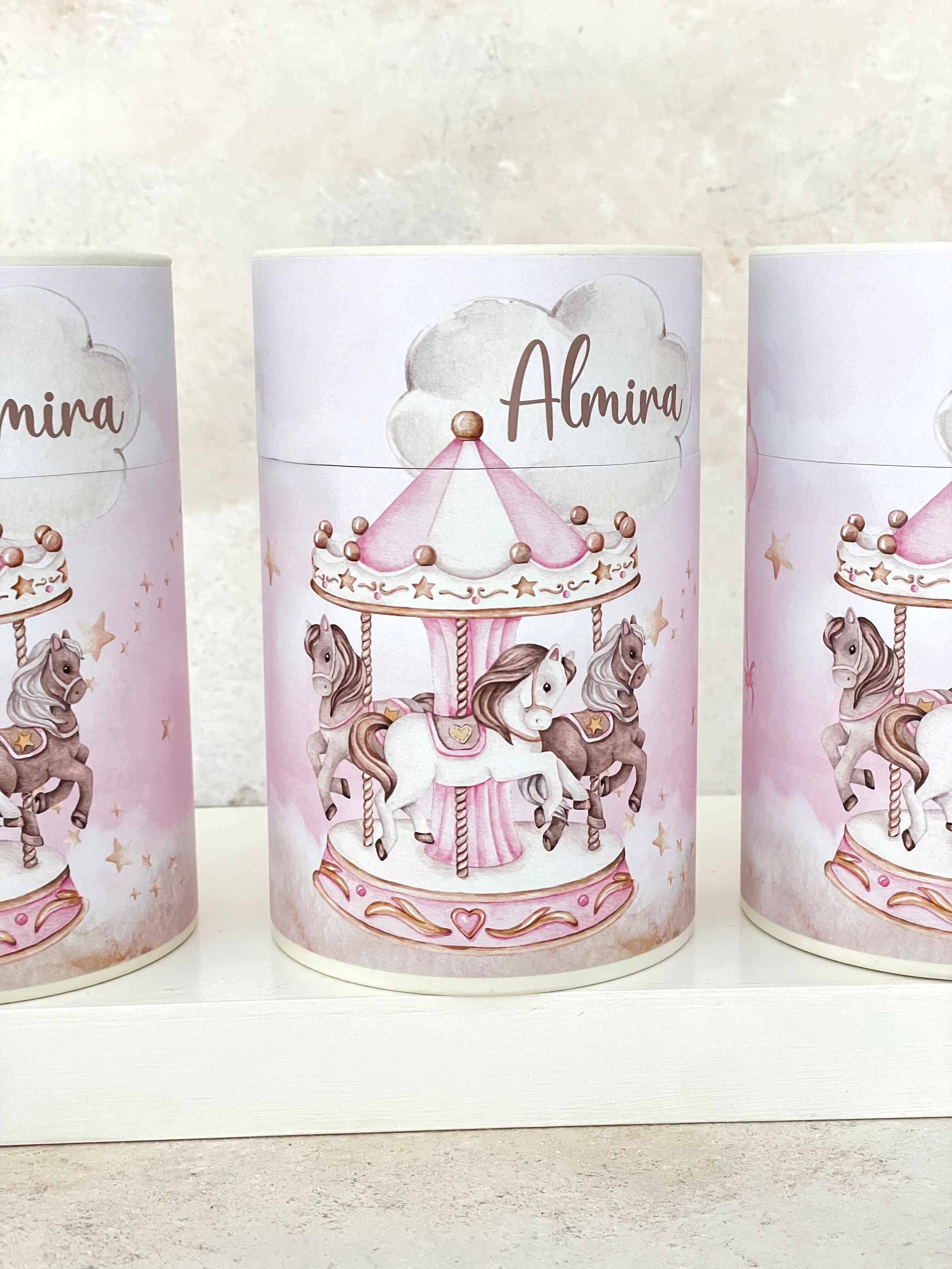 Carousel Pink Kaplama Silindir Kutu