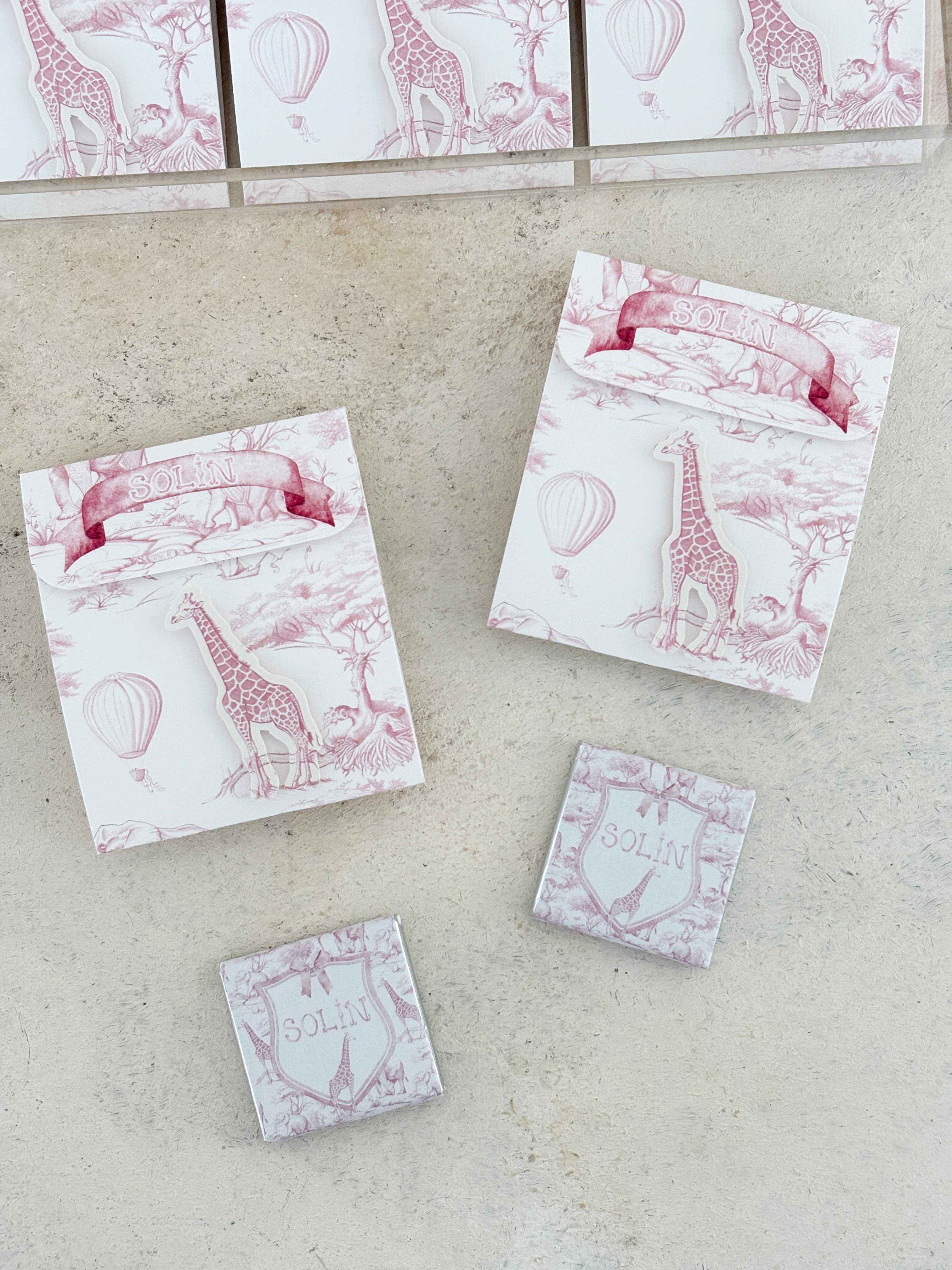 Chinoiserie Baby Toile De Jouy Pink Kartlı Madlen Çikolata