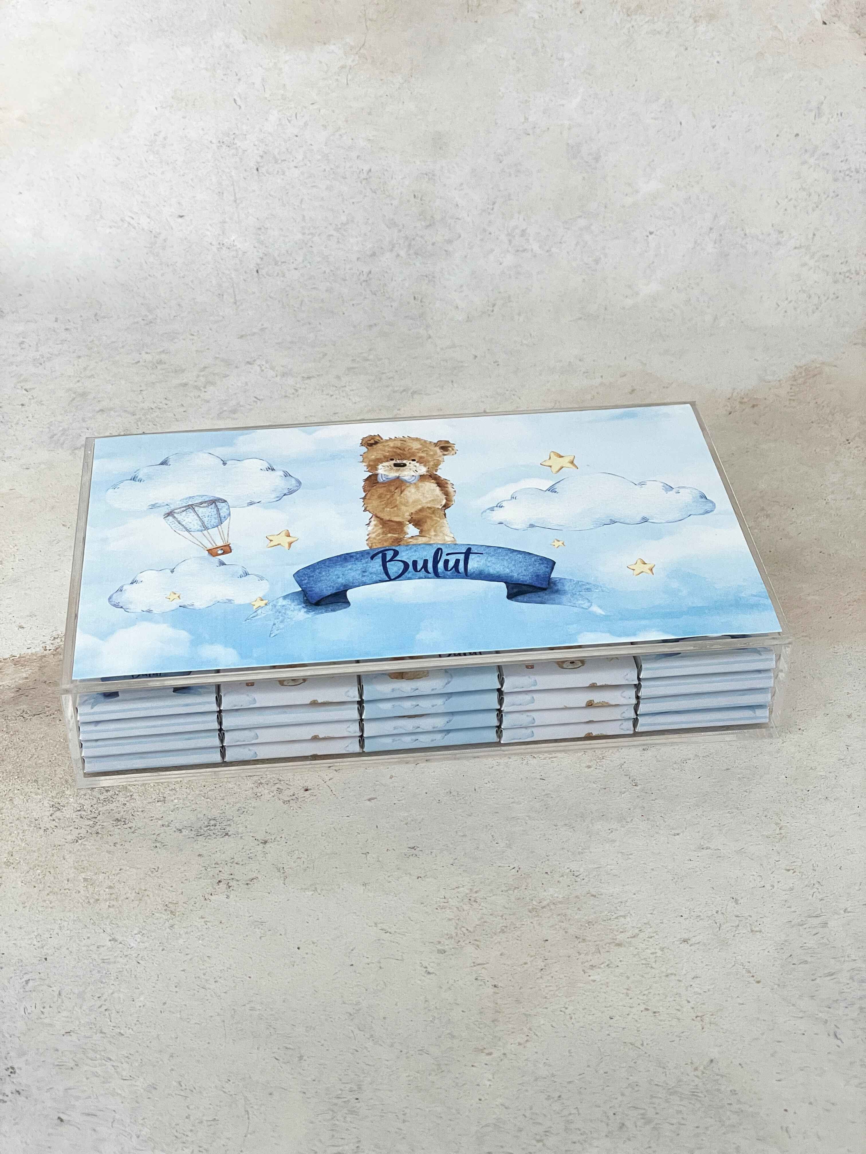 Teddy on Clouds Madlen Pleksi Çikolata Kutusu