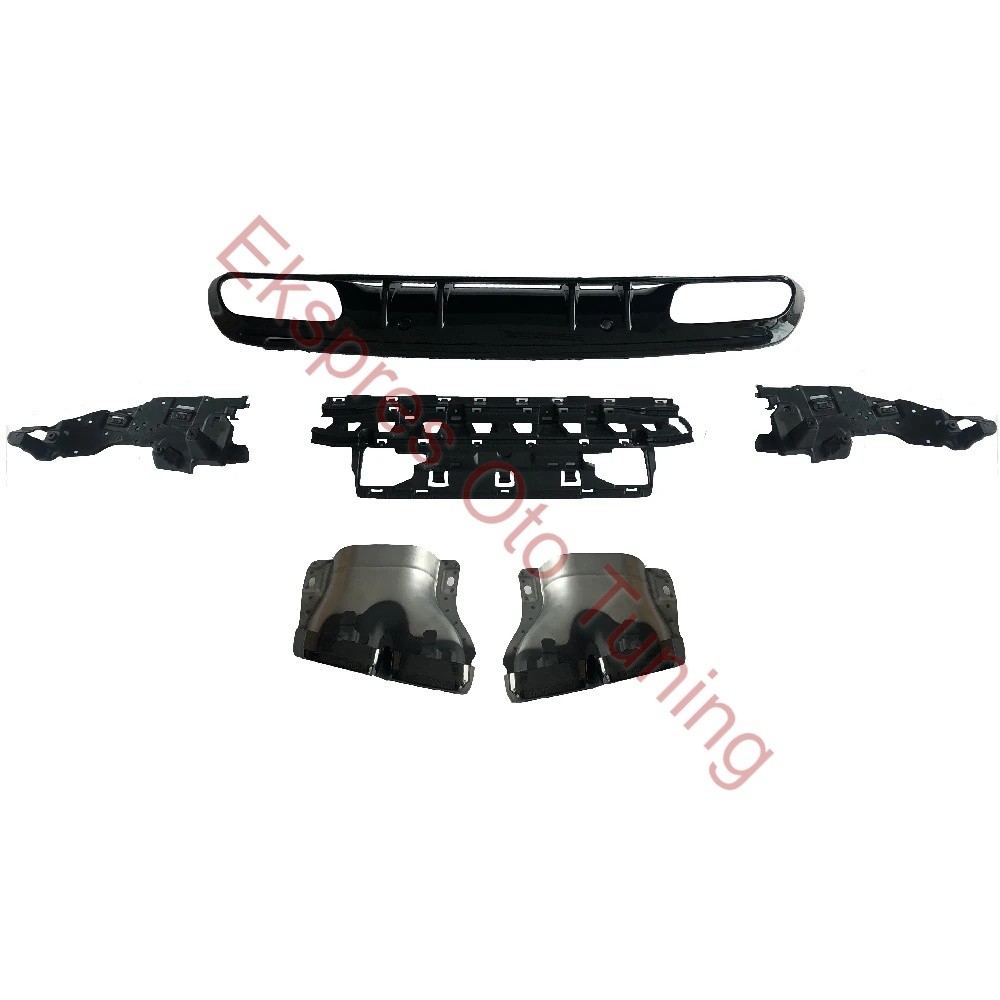 MERCEDES W205 DİFÜZÖR+EGZOZ UCU C63 BLACK 2019 ve ÜZERİ MODELLER