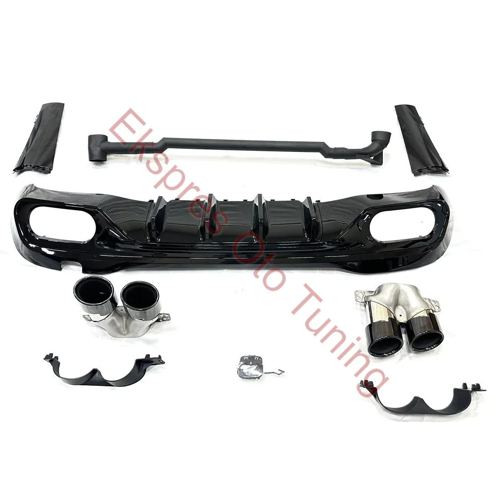 Mercedes C Serisi Difüzör (W206 Uyumlu - C43 Görünüm - Siyah Egzoz Uçlu)