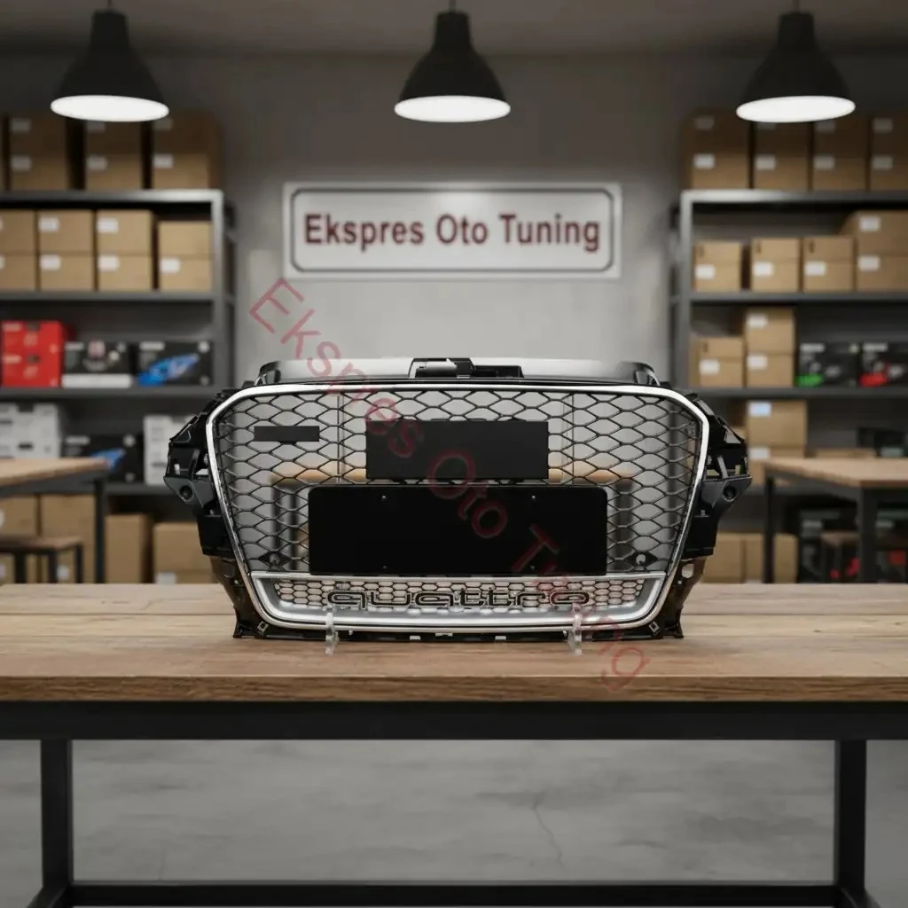 Audi A3 Panjur (2012-2016 Uyumlu – RS3 Görünüm – Quattro Yazılı – Krom/Siyah)