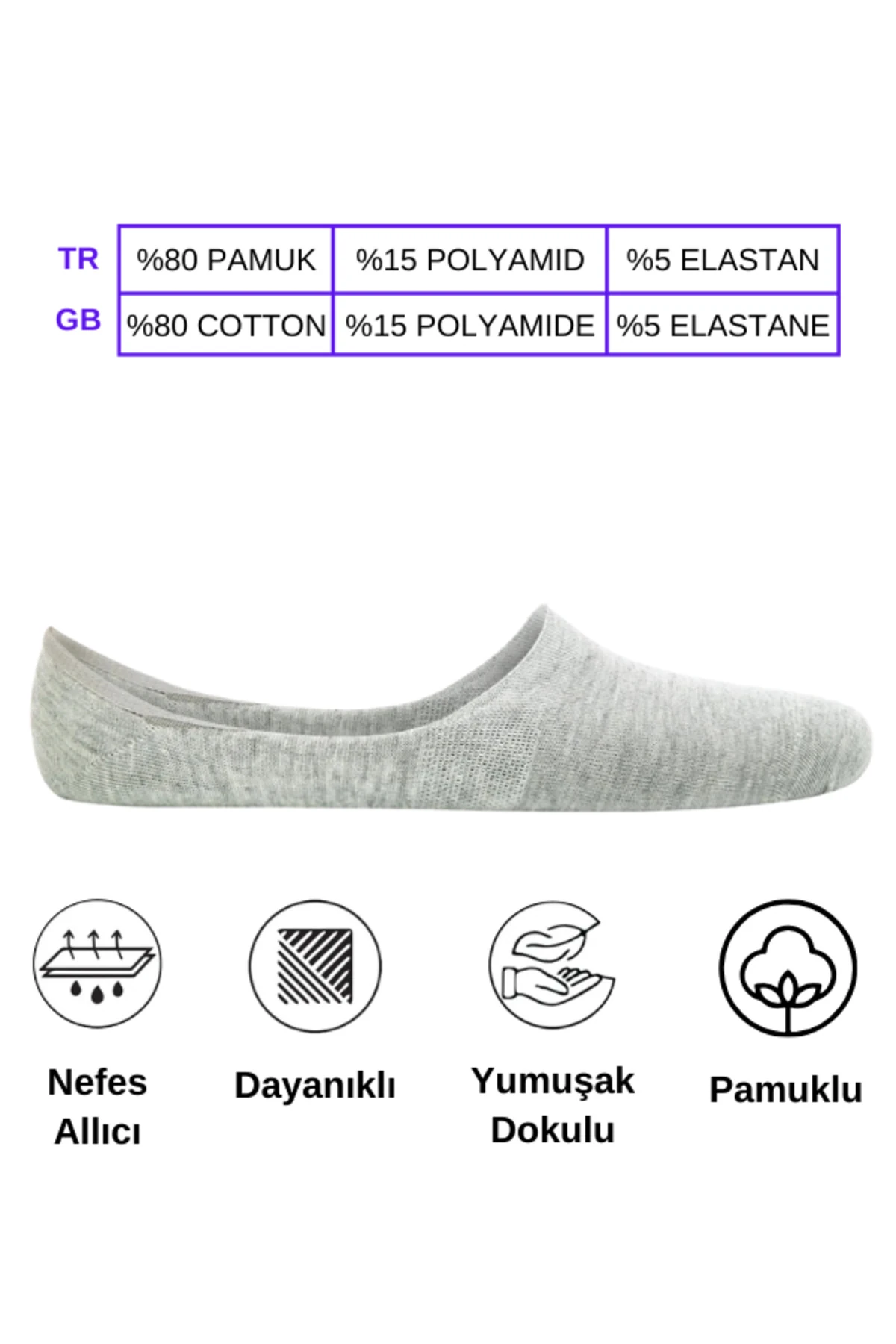 Pamuklu Yumuşak Silonlu Kaymaz Topuklu Ayaktan Çıkmaz 3'lü Erkek Babet Çorap Pamuklu Çorap