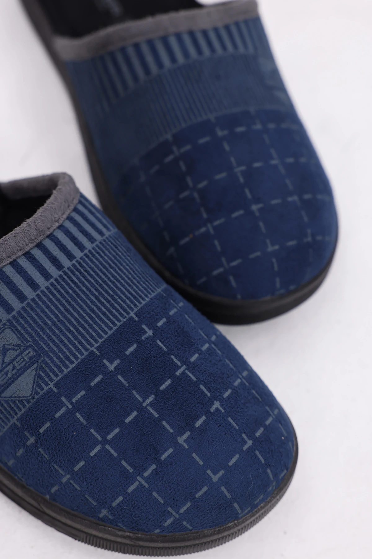 Erkek Ev Terliği Mavi Kışlık Sıcak Astarlı Kaymaz Taban Rahat Yumuşak Ev İçi Terlik