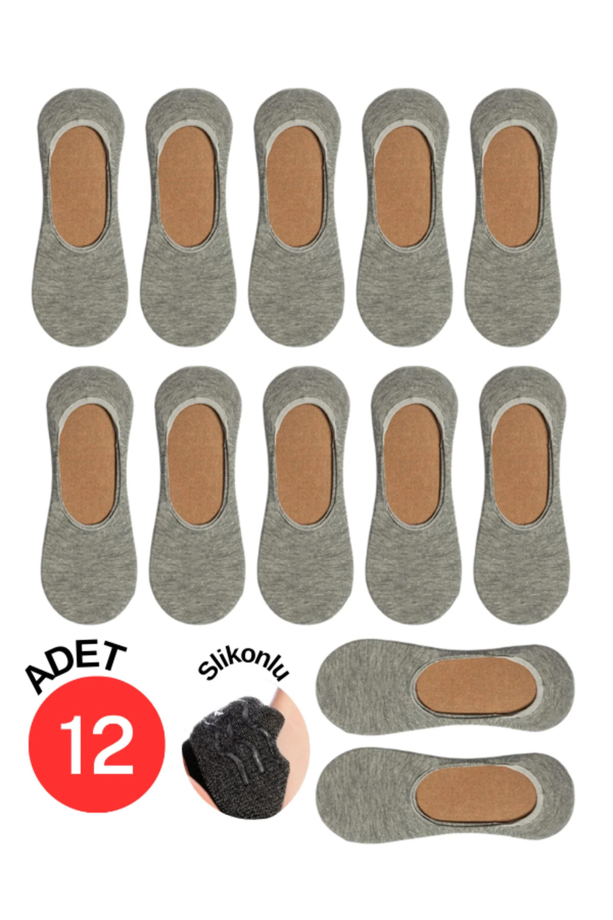 Pamuklu Yumuşak Silonlu Kaymaz 12'li Kadın Babet Çorap Pamuklu Çorap