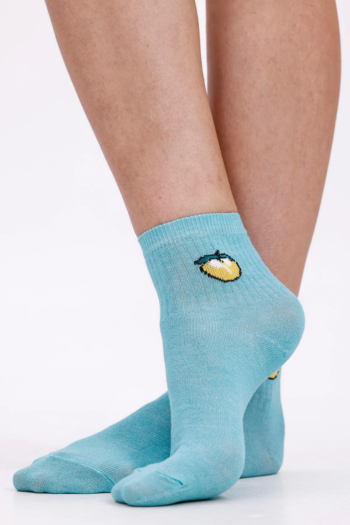 Meyve Nakışlı Pamuklu Kolej, Spor, Soket Çorap - Yazlık Kolej Spor Çorabı Bedensiz - 6 Çift