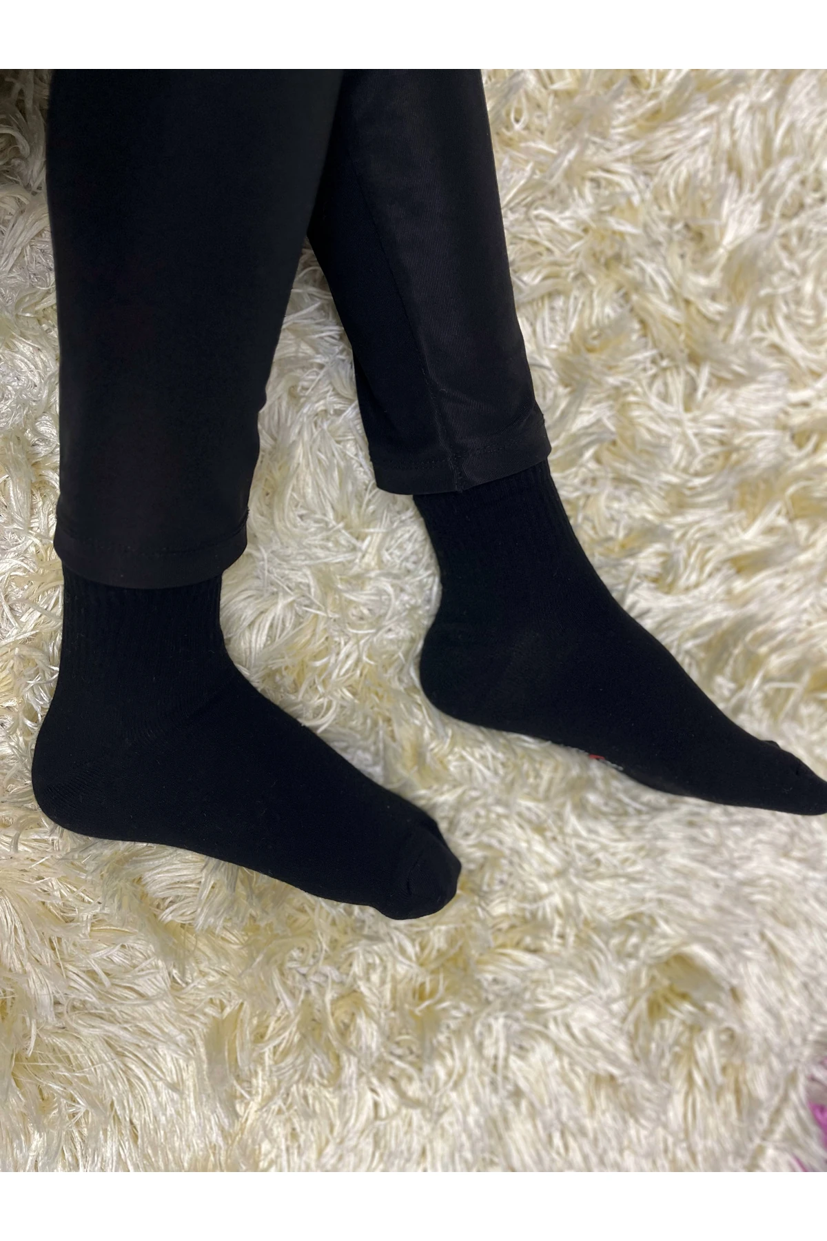 Pamuklu Yumuşak Karışık 3'lü Siyah Renk Kadın Soket Çorap Pamuklu Çorap