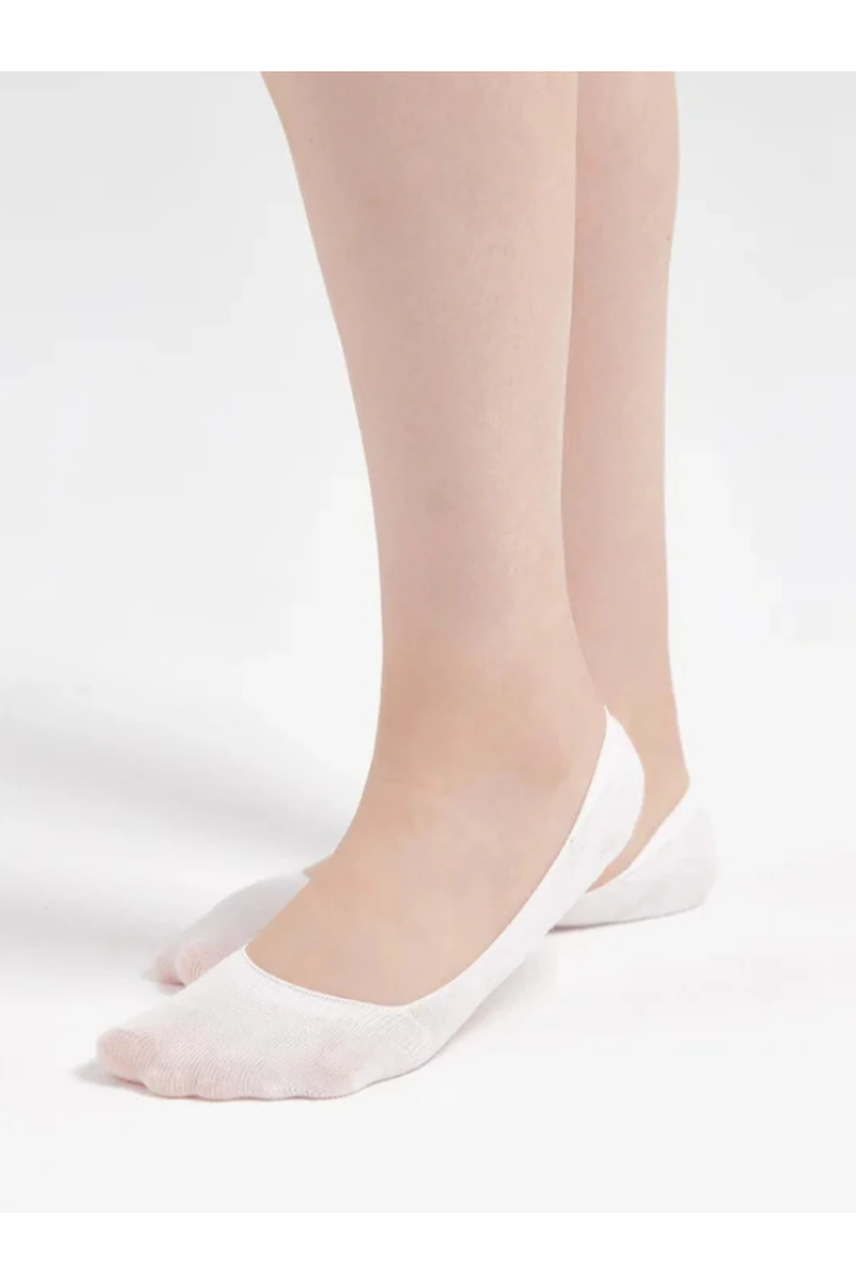 Pamuklu Yumuşak Silonlu Kaymaz 12'li Kadın Babet Çorap Pamuklu Çorap Beyaz
