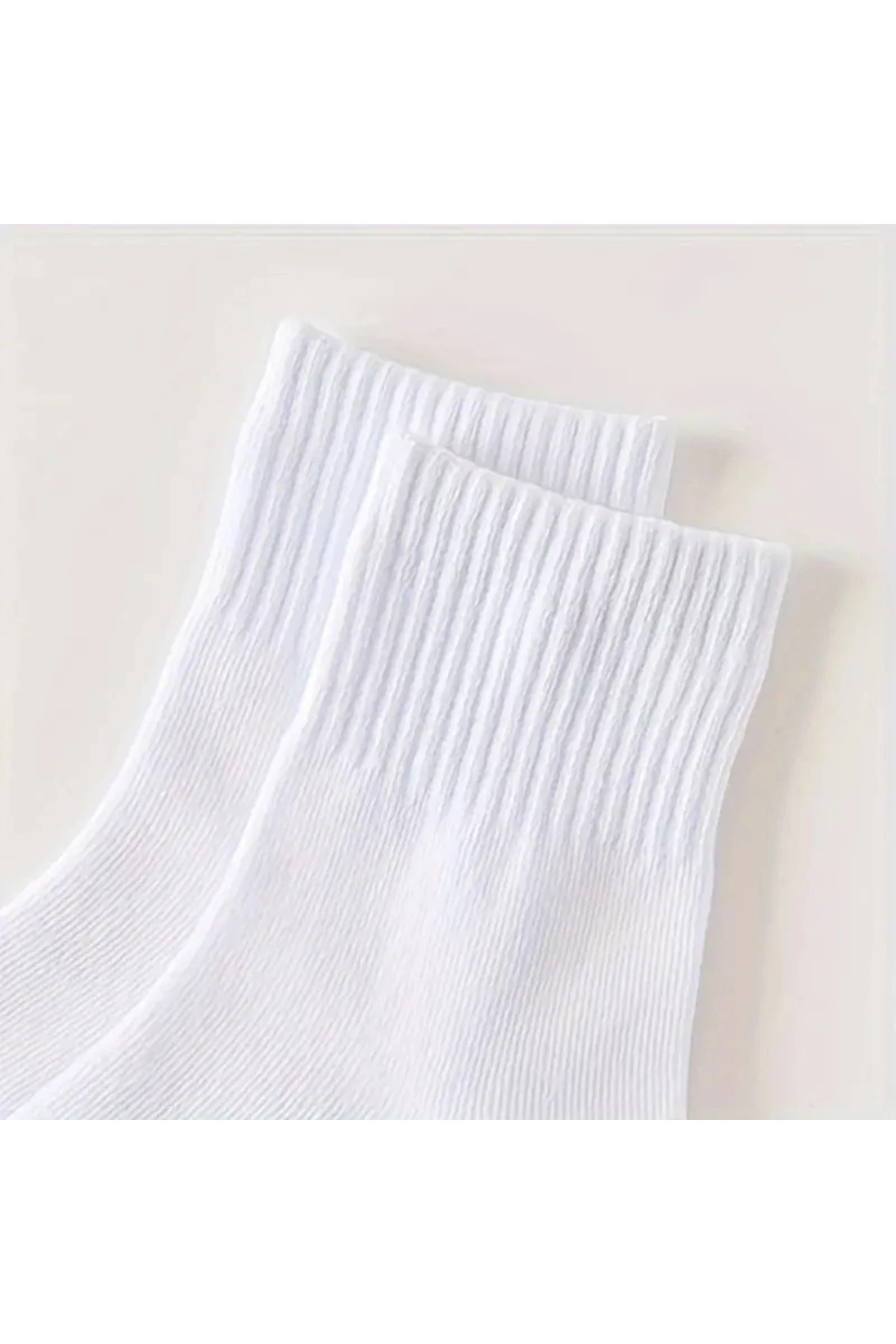 Pamuklu Yumuşak Karışık 12'li Beyaz Renk Kadın Soket Çorap Pamuklu Çorap Dikişli
